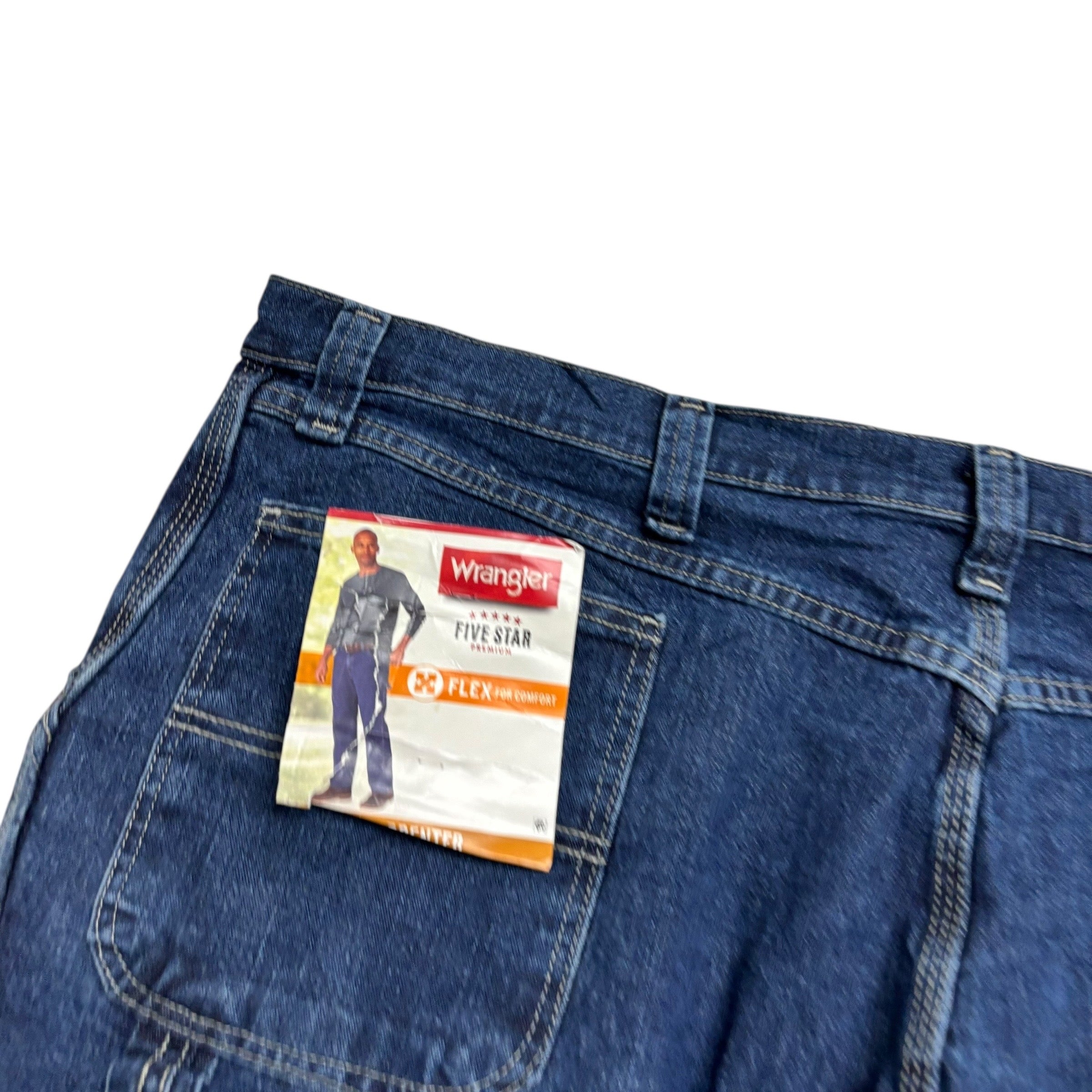 Wrangler Carpenter Jeans W44 L30 Mens Dark Blue Relaxed Straight Fit Stretch (F)