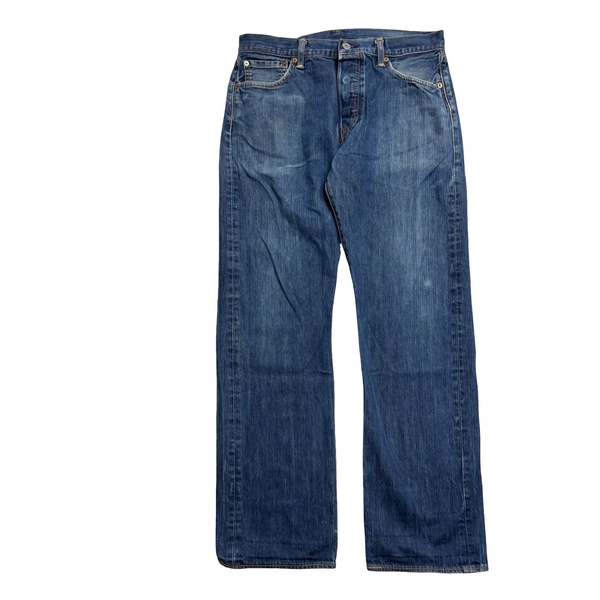 Levis 501 Jeans W32 L31 Mens Mid Blue Regular Straight Fit Denim