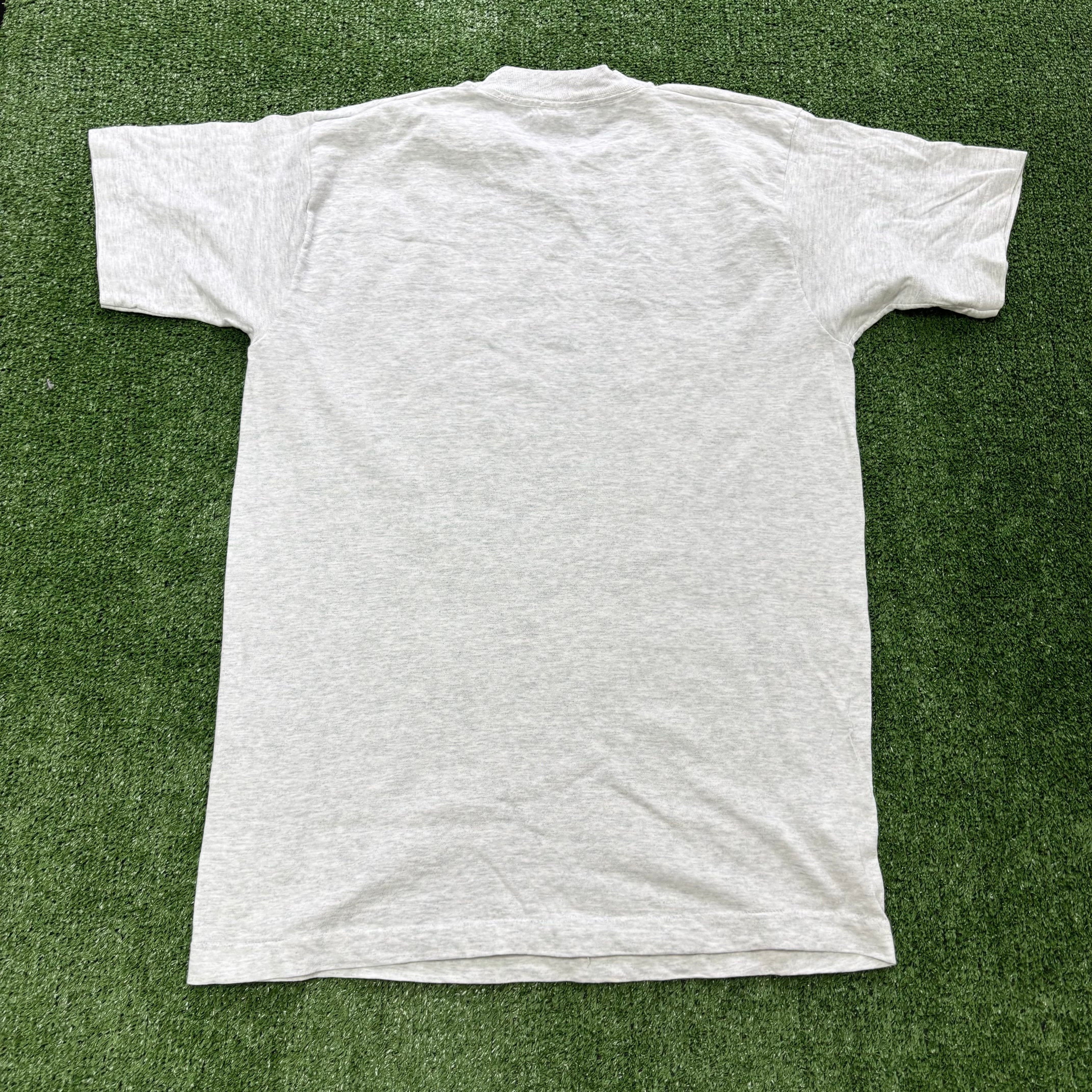 Vintage T Shirt Mens Medium Grey Single Stitch Graphic Print 90s USA