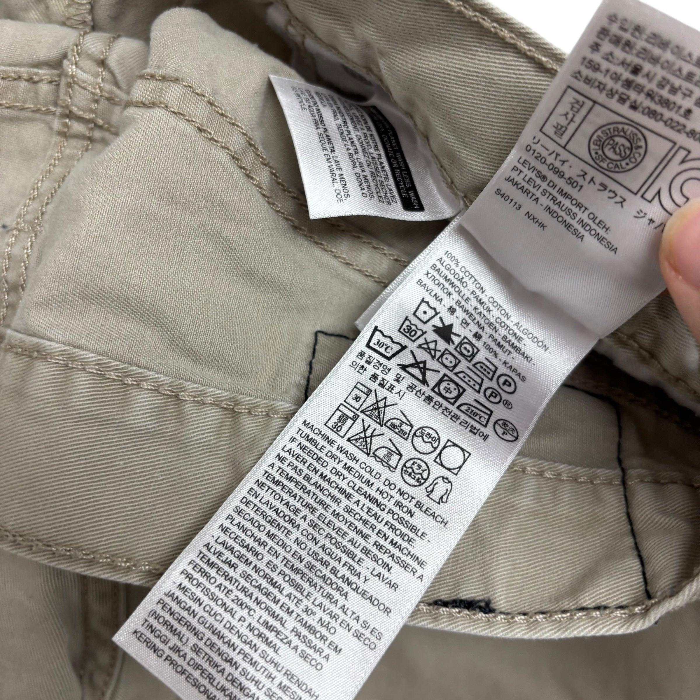 Levis 514 Trousers W34 L32 Mens Cream Regular Straight Fit Cotton Pants