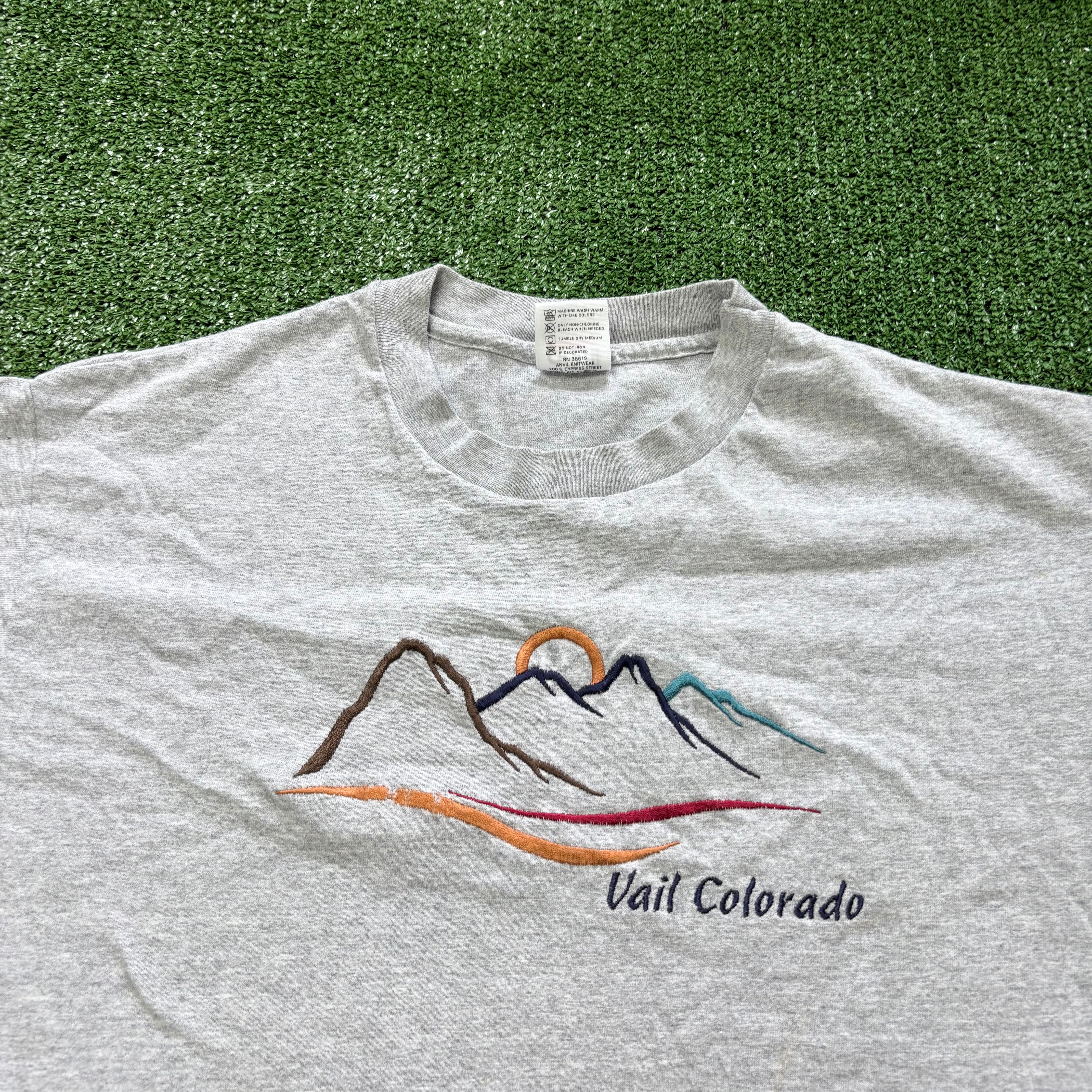 Vintage T Shirt Mens Medium Grey Single Stitch Graphic Print 90s USA Tourist (E)