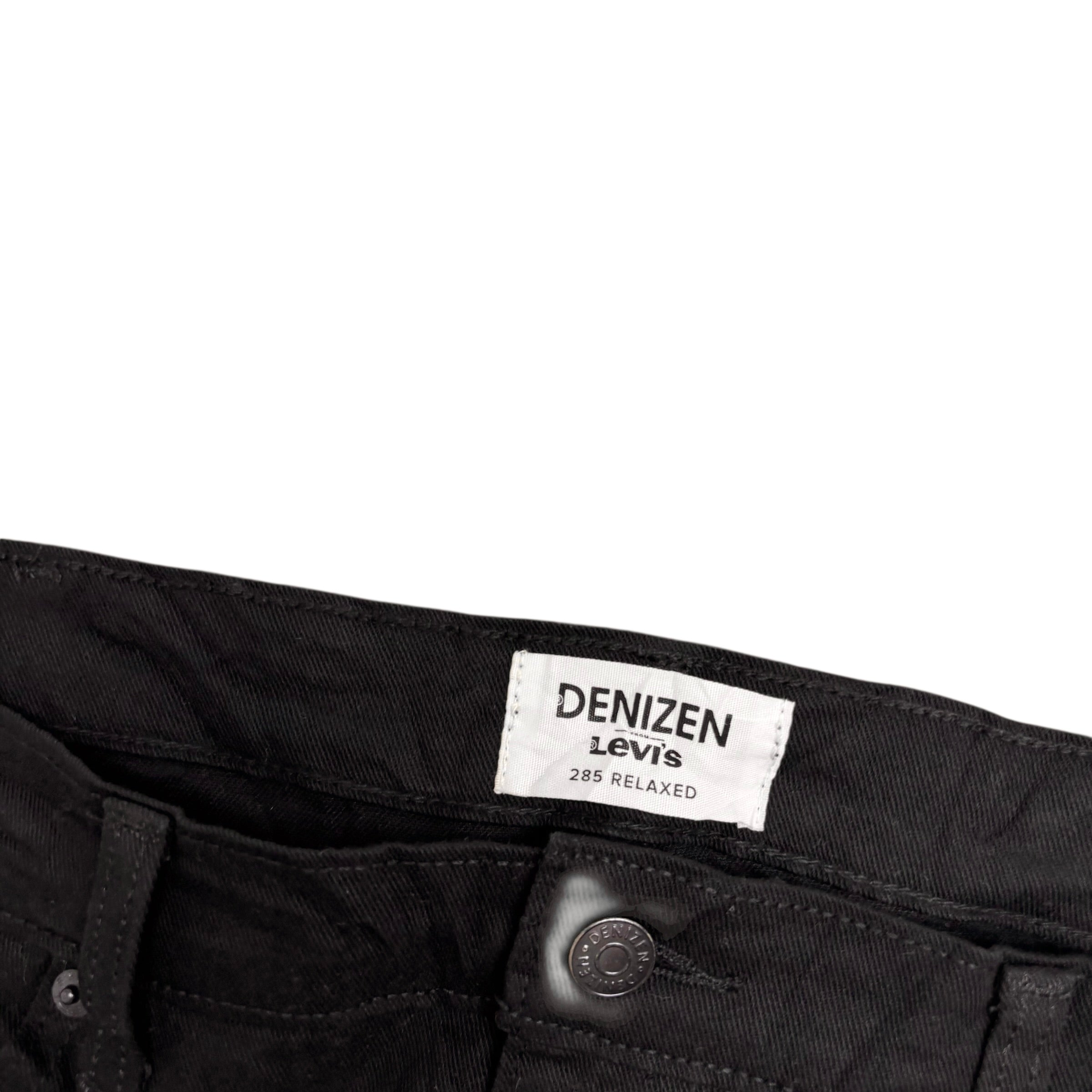 Levis Denizen Jeans W40 L30 Mens Black Relaxed Straight Fit Stretch Denim (E)