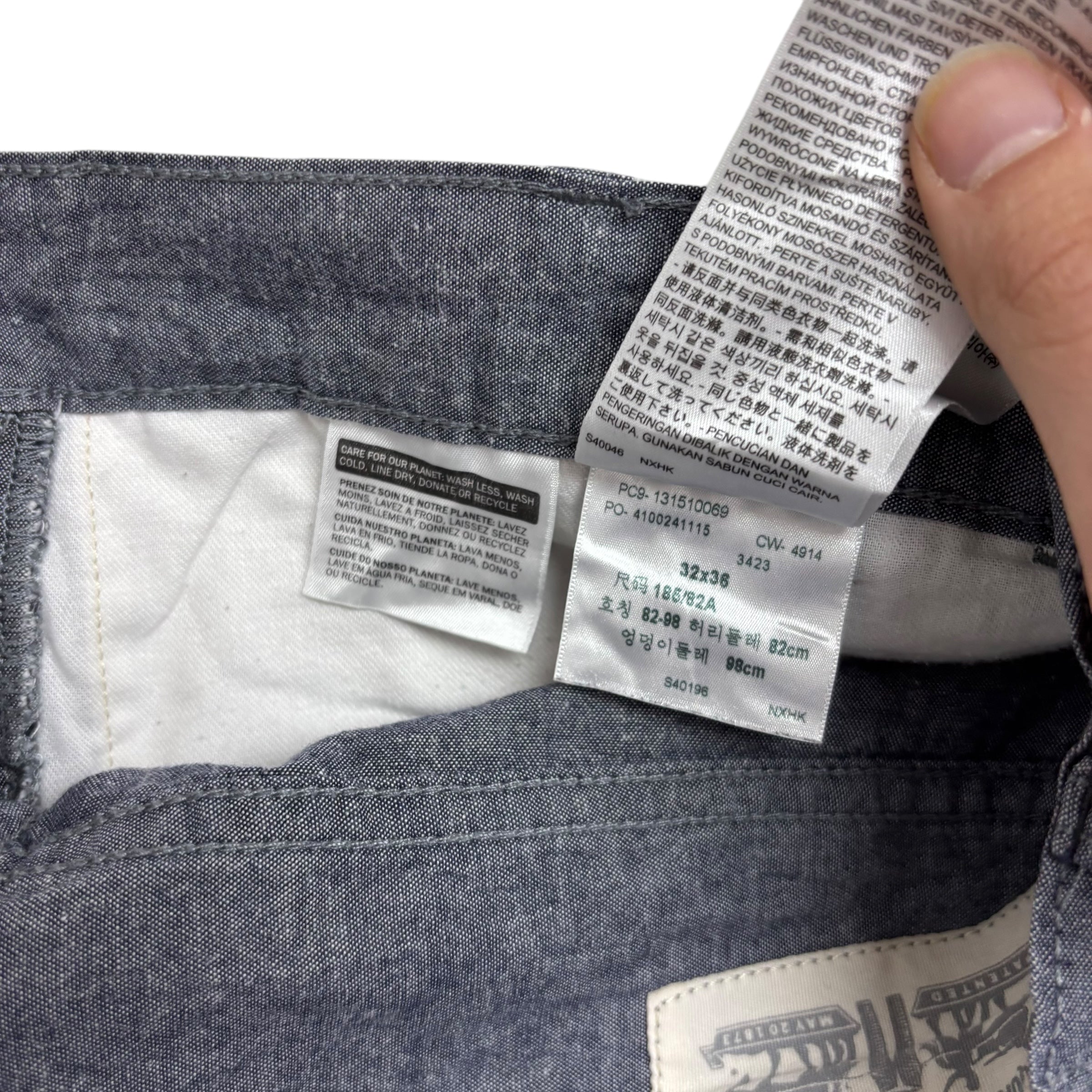Levis Trousers W32 L30 Mens Grey Regular Tapered Fit Cotton Pants (E)