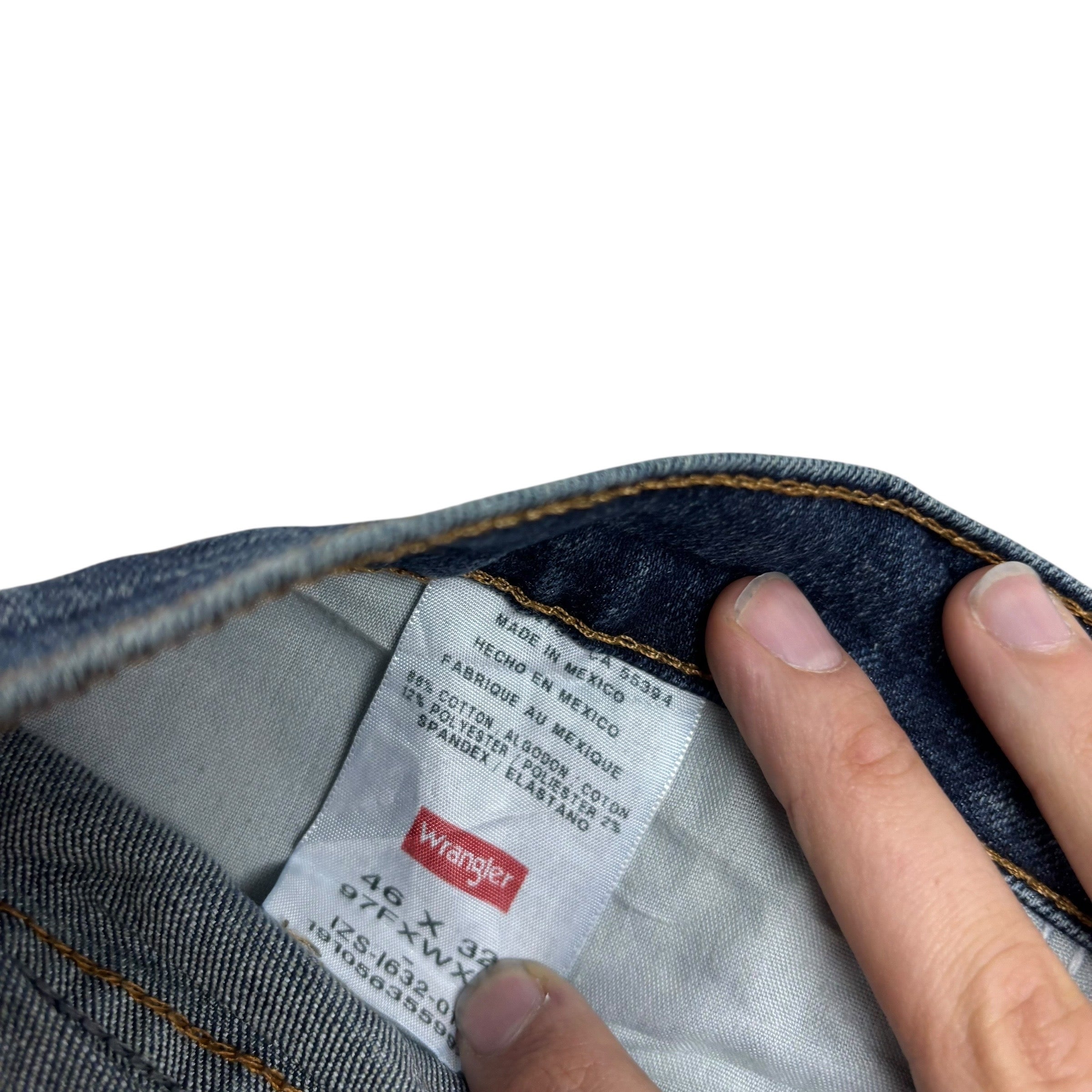 Wrangler Jeans W46 L32 Mens Dark Blue Relaxed Straight Fit Stretch Denim (E)