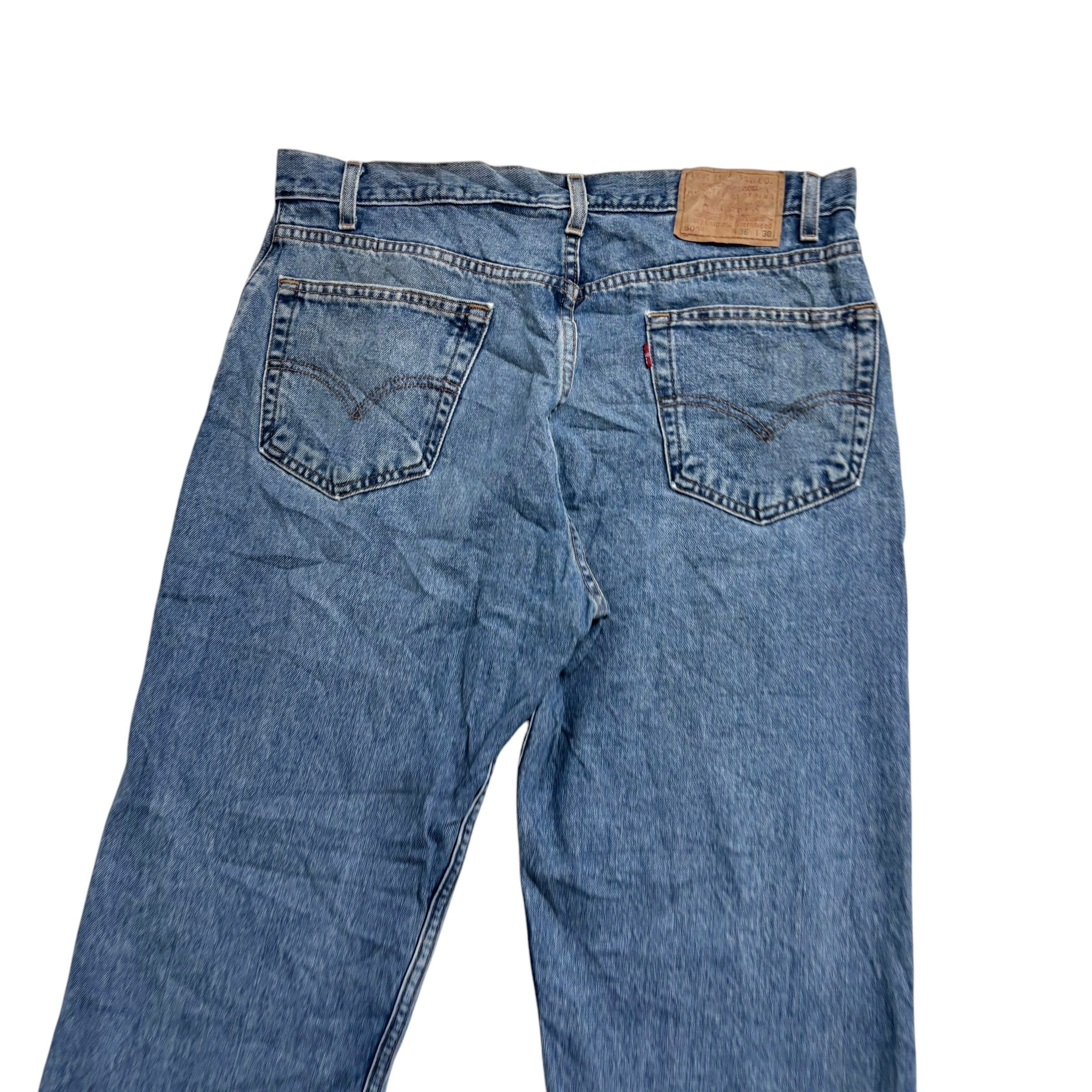 Levis 505 Jeans W36 L30 Mens Light Blue Regular Straight Fit Vintage Denim