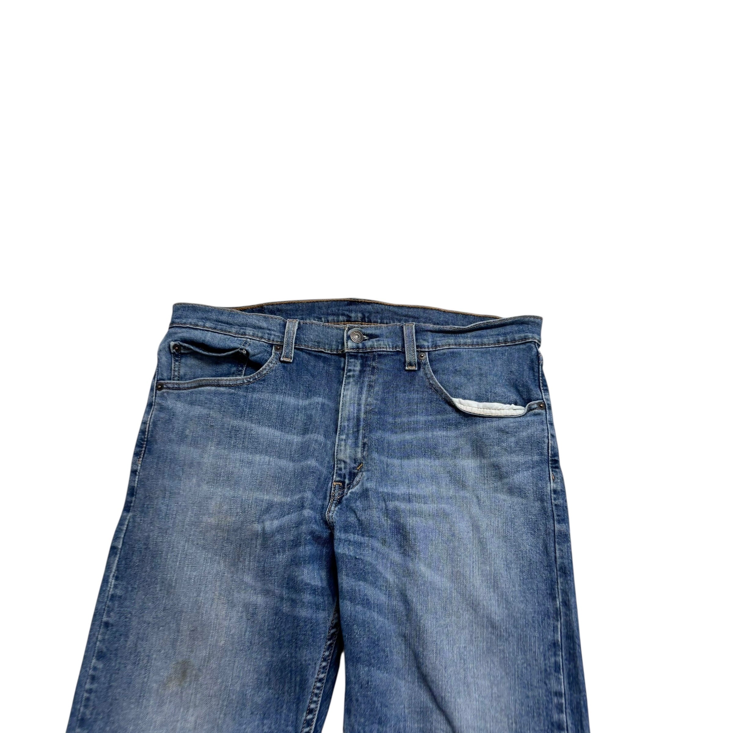 Levis 505 Jeans W36 L30 Mens Mid Blue Regular Straight Fit Stretch Denim (F)