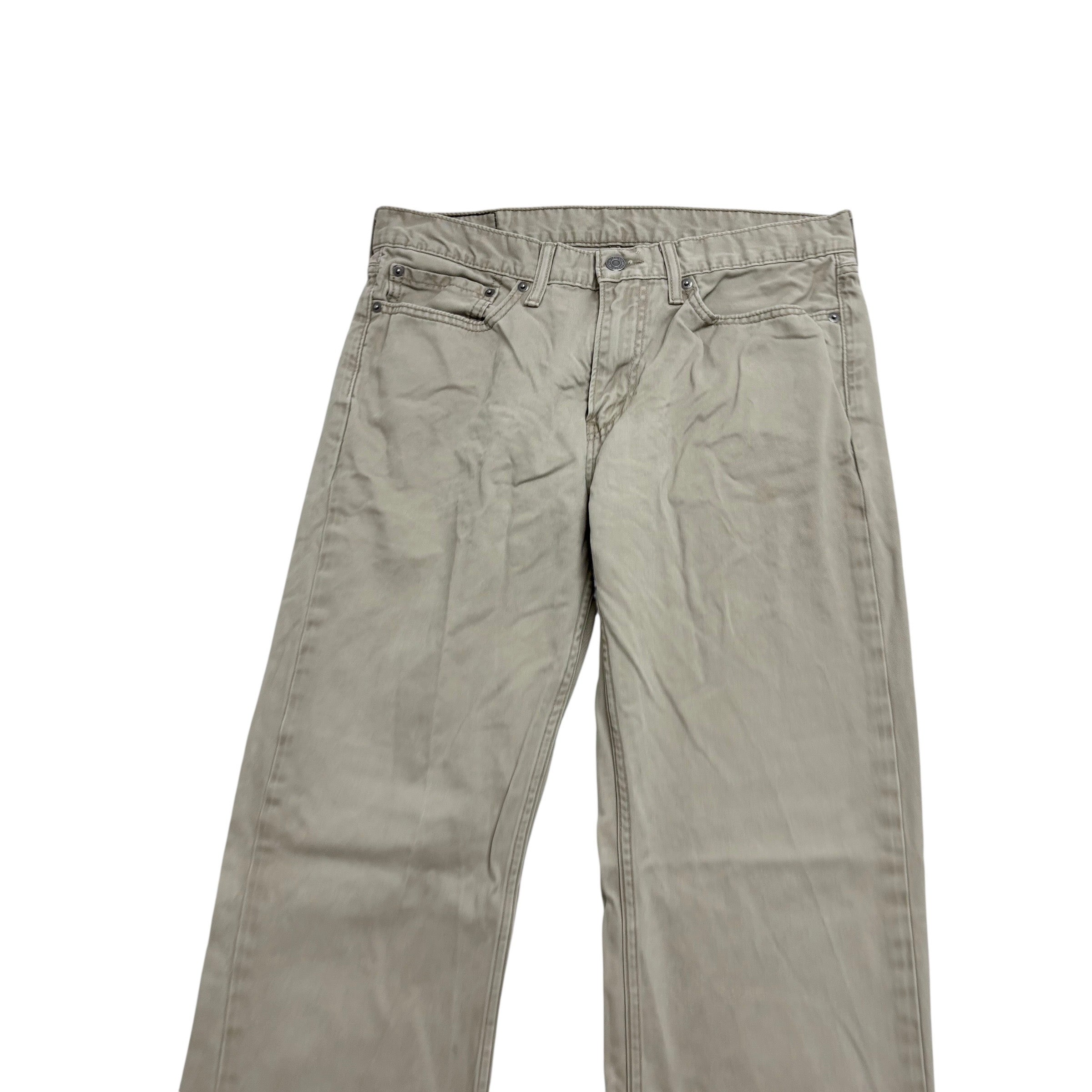 Levis 514 Trousers W33 L34 Mens Cream Regular Straight Fit Cotton Pants (E)