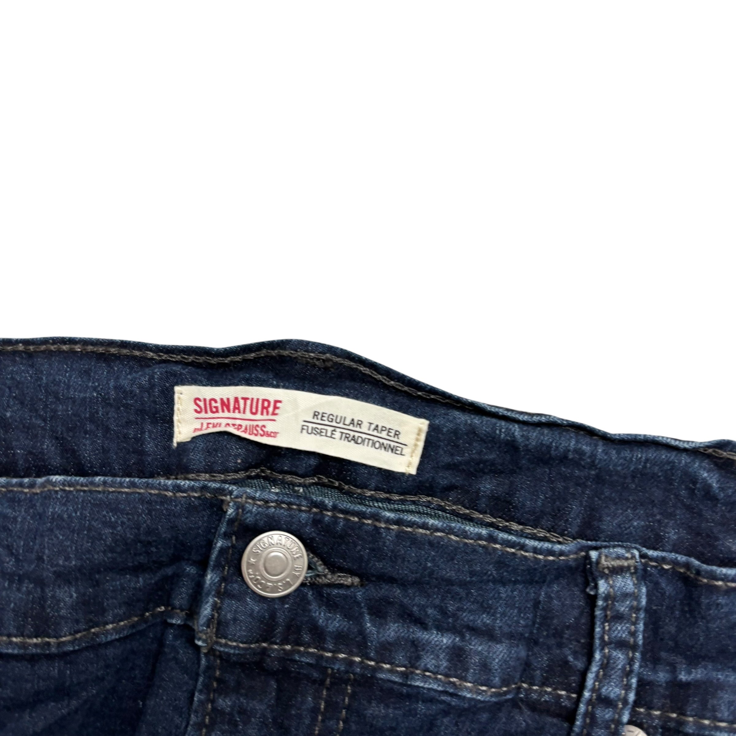 Levis Signature Jeans W38 L29 Mens Navy Blue Regular Tapered Fit Stretch (E)
