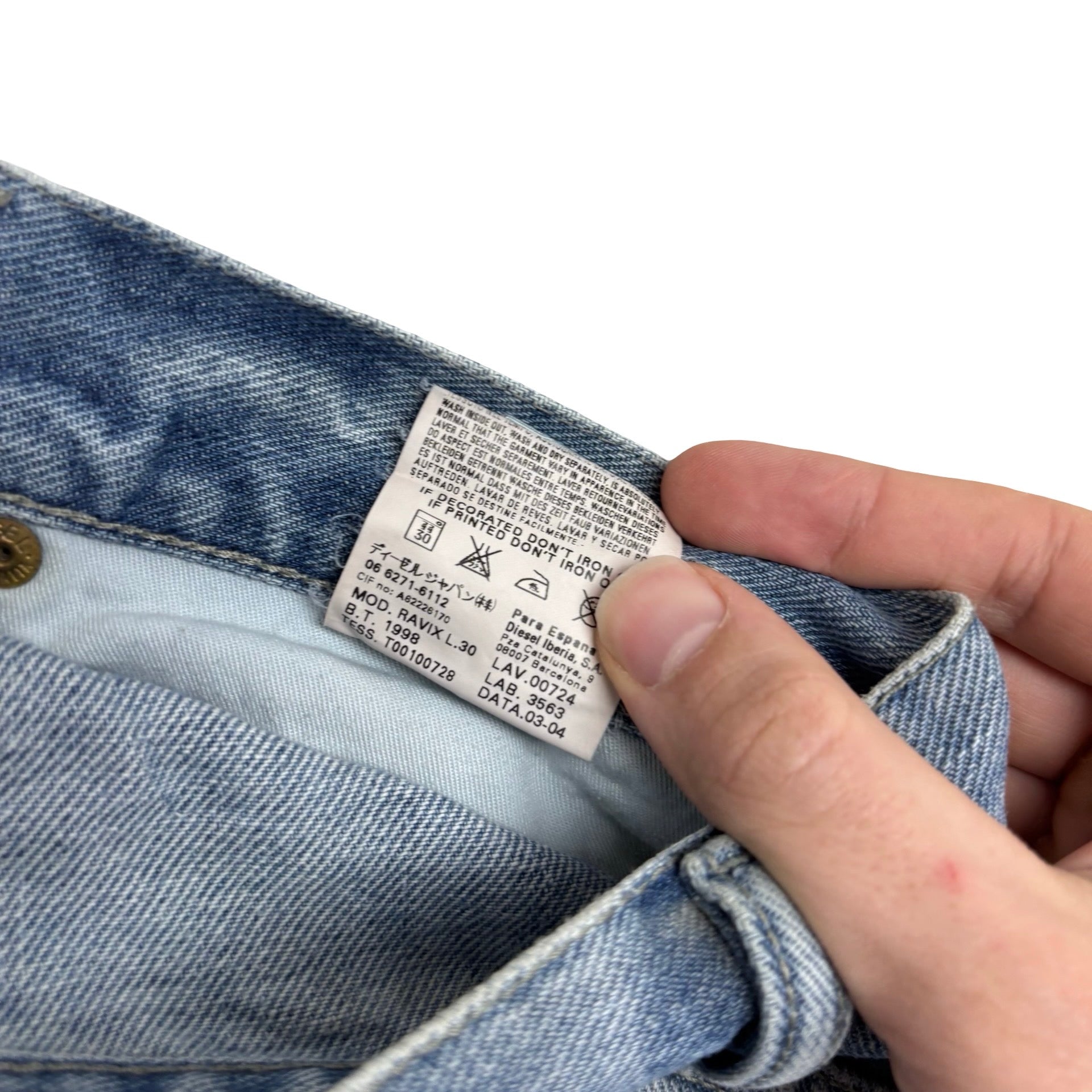 Diesel Ravix Jeans W34 L30 Mens Light Blue Regular Bootcut Fit Denim (F)