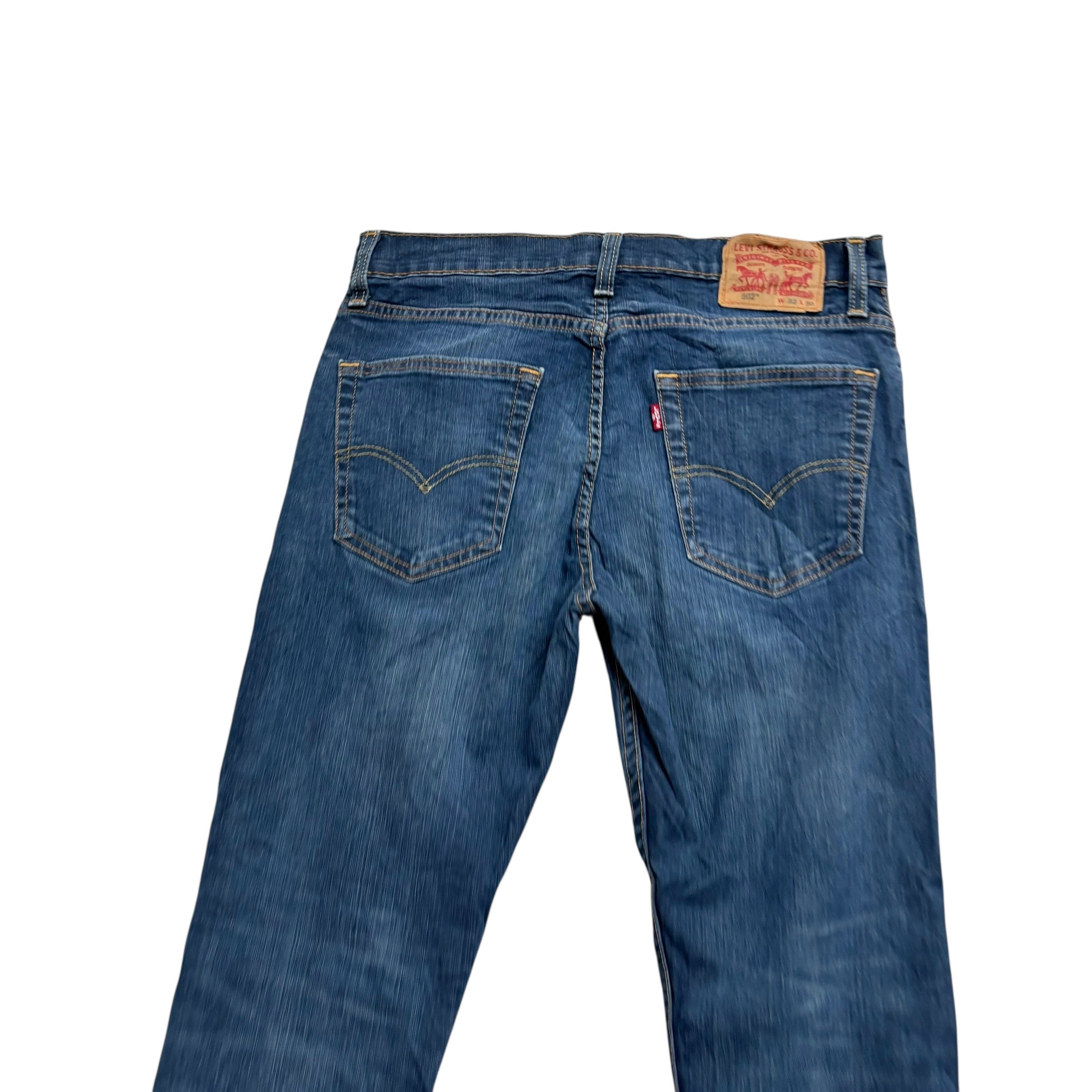 Levis 502 Jeans W32 L28 Mens Dark Blue Regular Tapered Fit Stretch Denim (E)