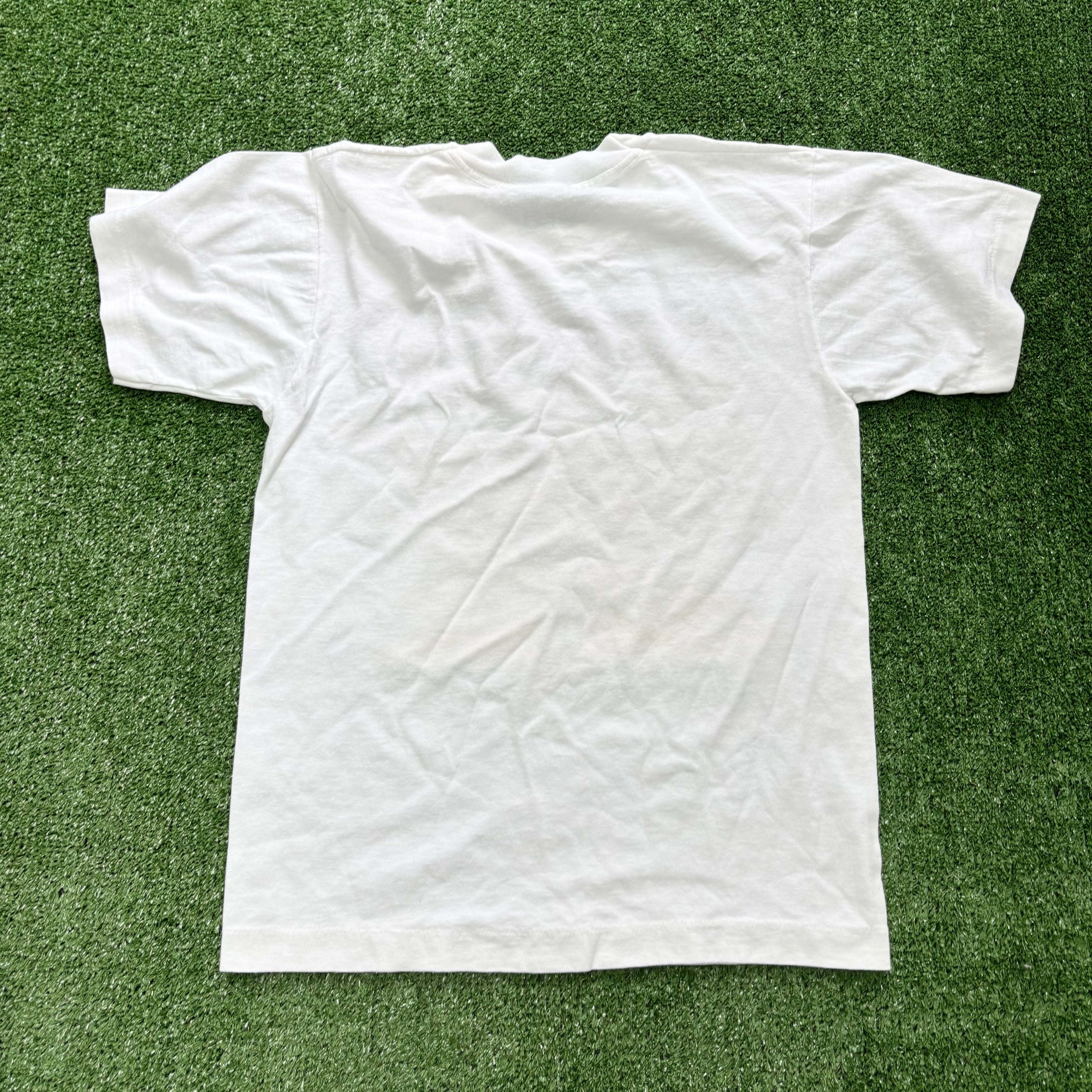 Vintage T Shirt Mens XL White Single Stitch Graphic Print 90s USA Racing