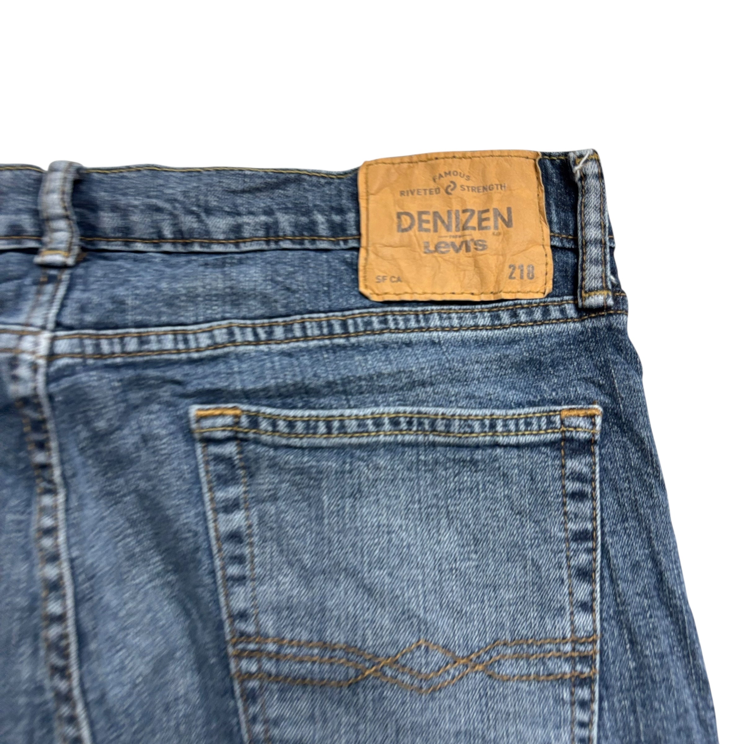 Levis Denizen Jeans W33 L32 Mens Mid Blue Regular Straight Fit Stretch Denim (E)