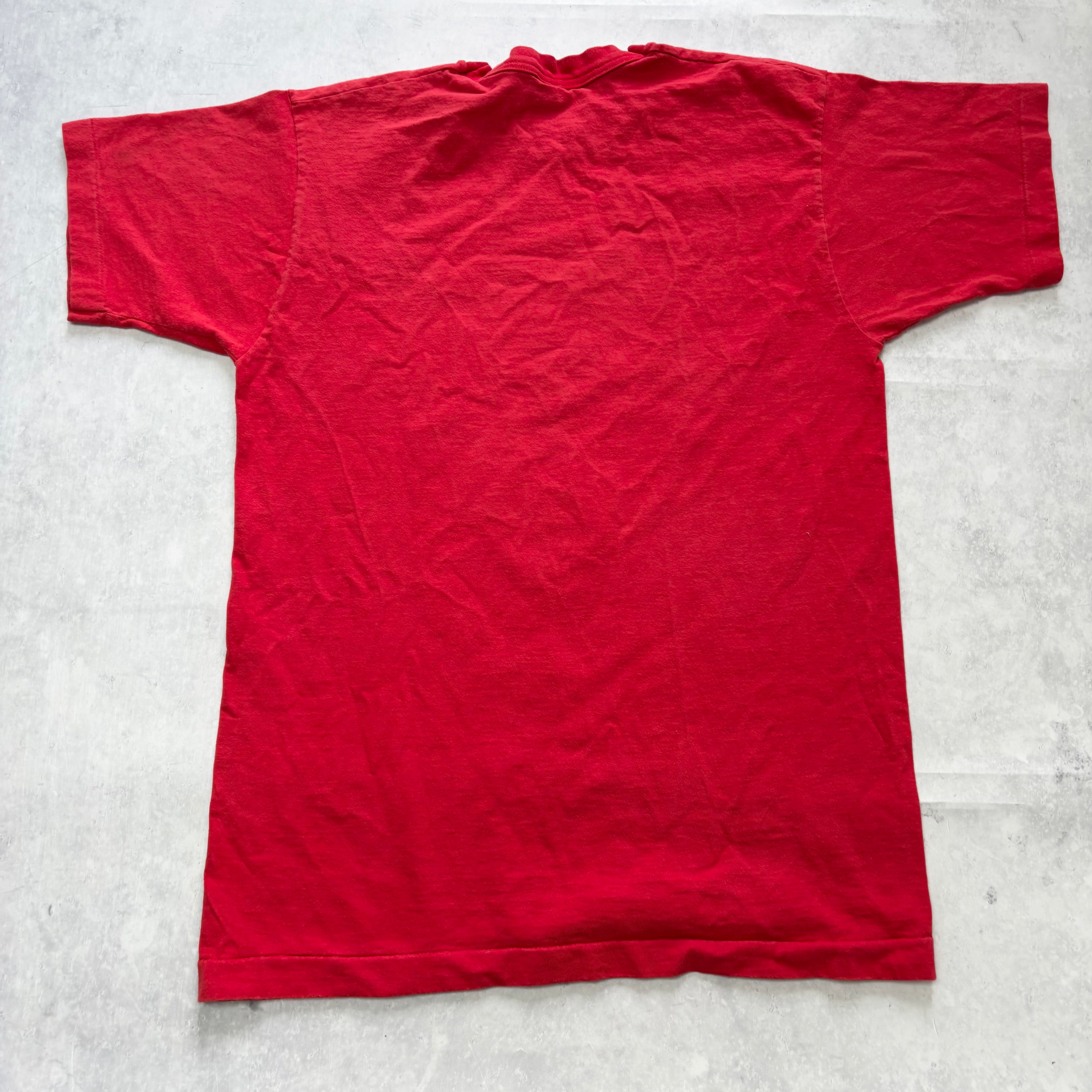 Vintage T Shirt Mens Large Red Single Stitch Graphic Print 90s USA College
