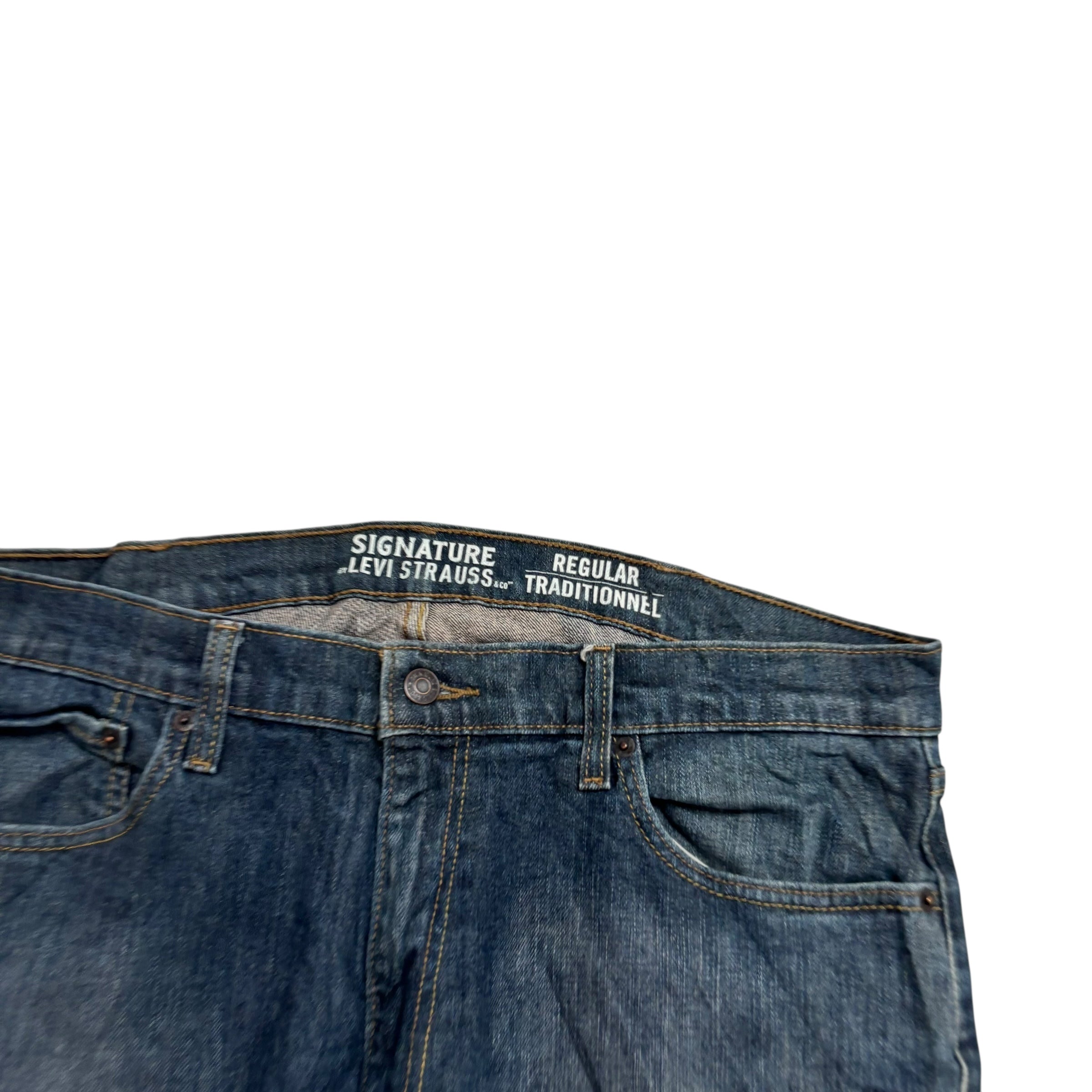 Levis Signature Jeans W38 L30 Mens Dark Blue Regular Straight Fit Stretch (E)