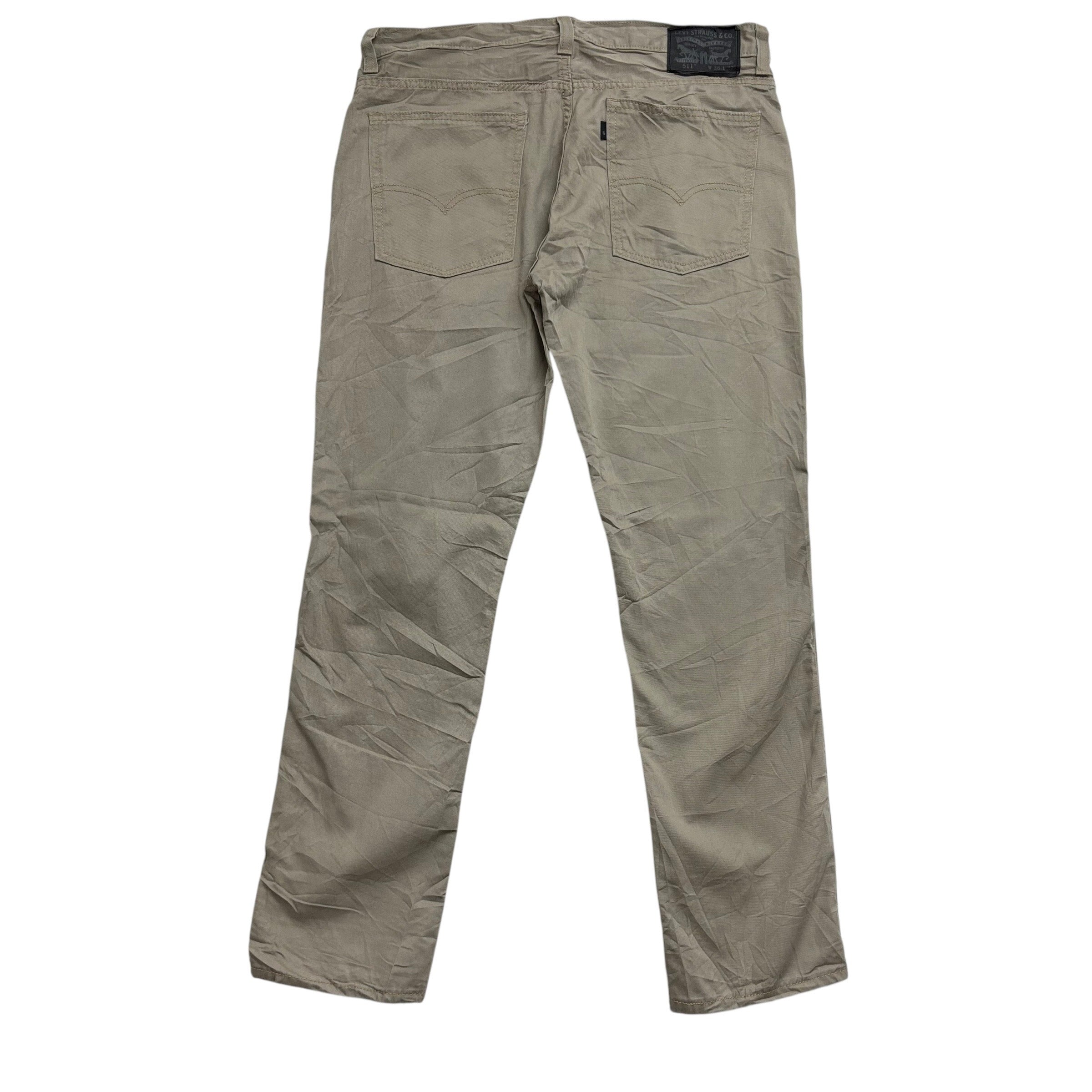 Levis 511 Trousers W36 L32 Mens Beige Slim Fit Pants (E)