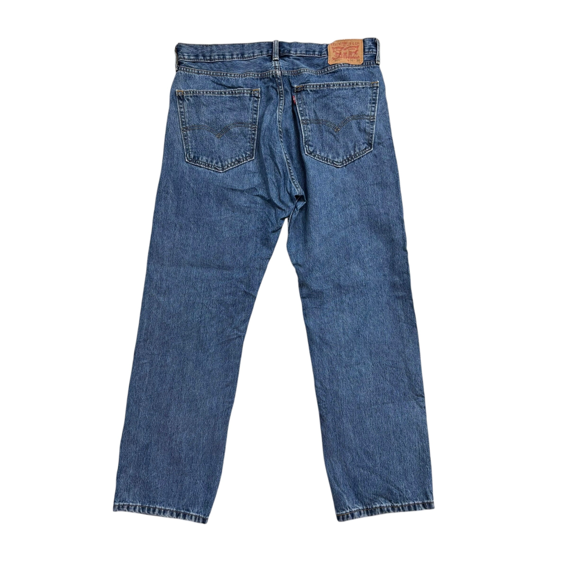 Levis 505 Jeans W36 L30 Mens Mid Blue Regular Straight Fit Denim (E)