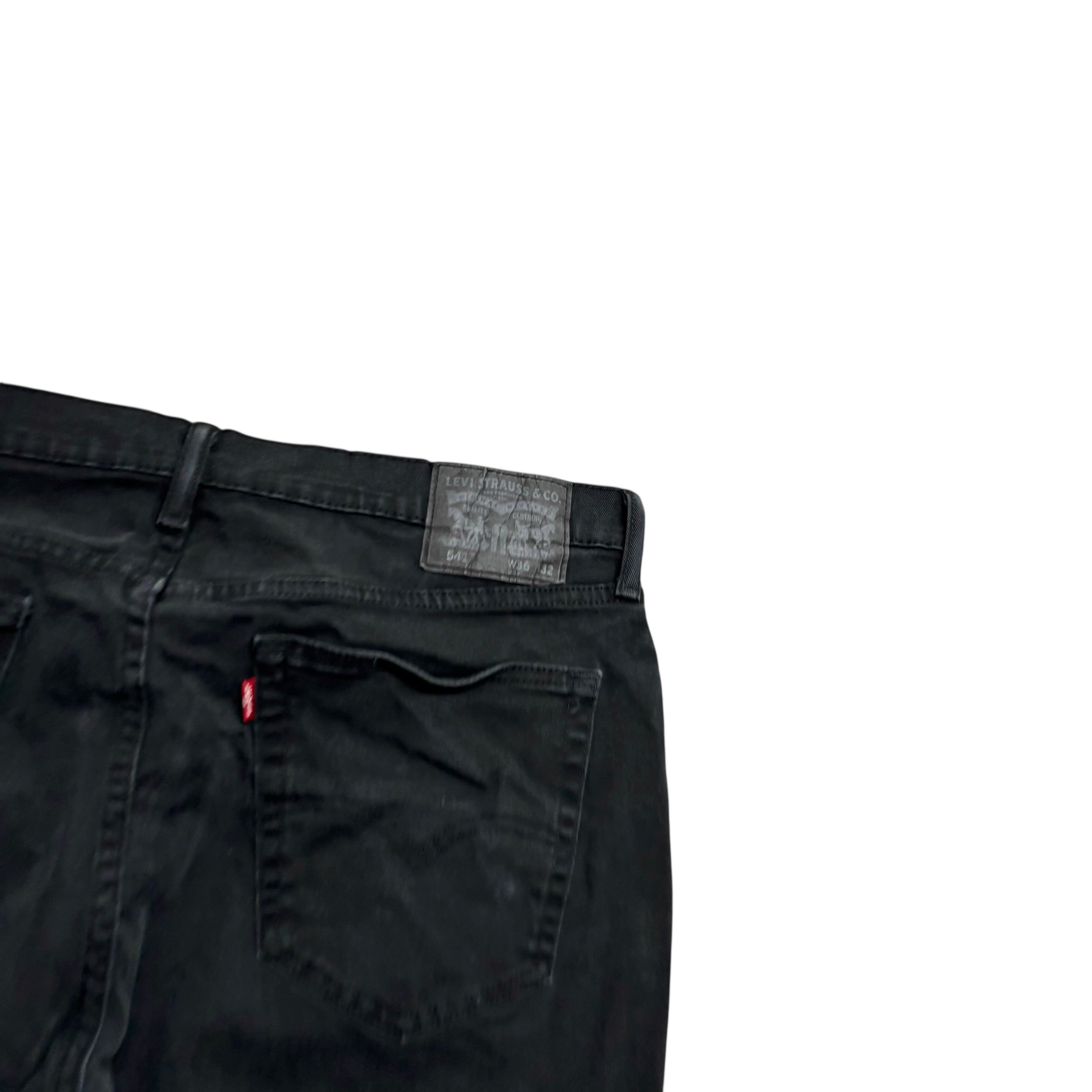 Levis 541 Jeans W36 L32 Mens Black Athletic Tapered Fit Stretch Denim (F)