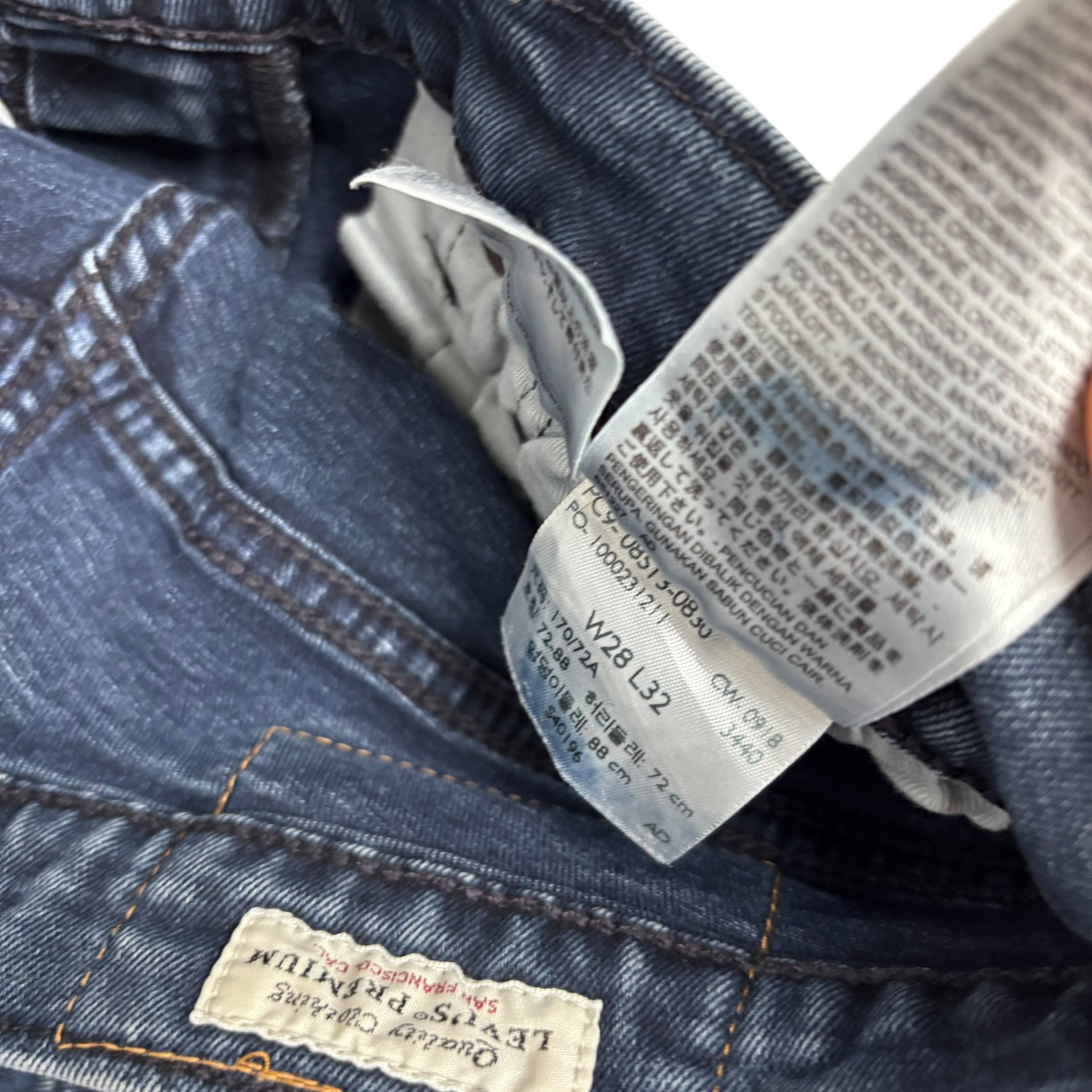 Levis 513 Jeans W28 L31 Mens Navy Blue Slim Straight Stretch Premium Denim (E)