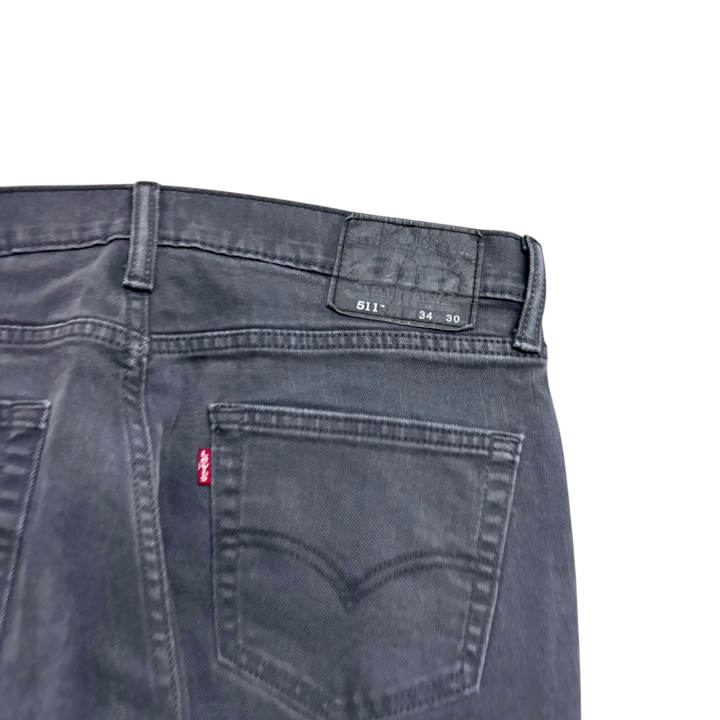 Levis 511 Jeans W34 L29 Mens Grey Slim Fit Stretch Denim (E)