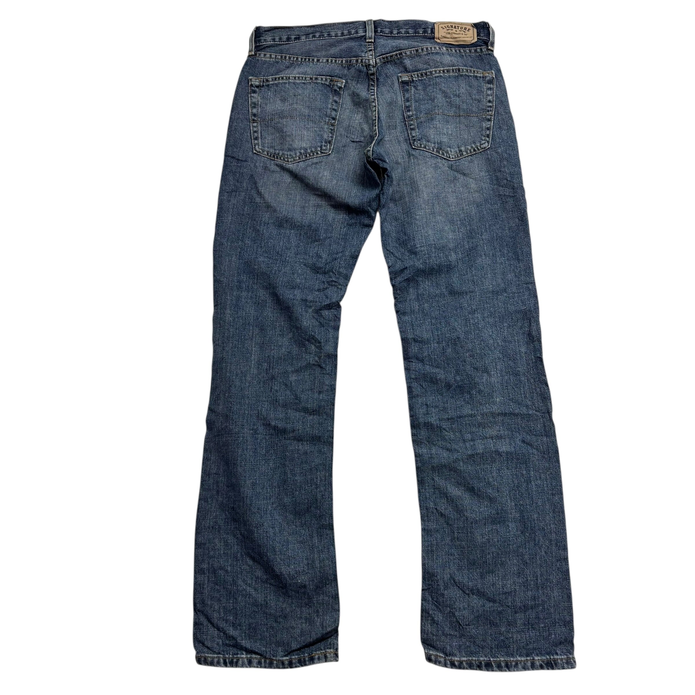 Levis Signature Jeans W34 L34 Mens Mid Blue Relaxed Straight Fit Vintage (E)