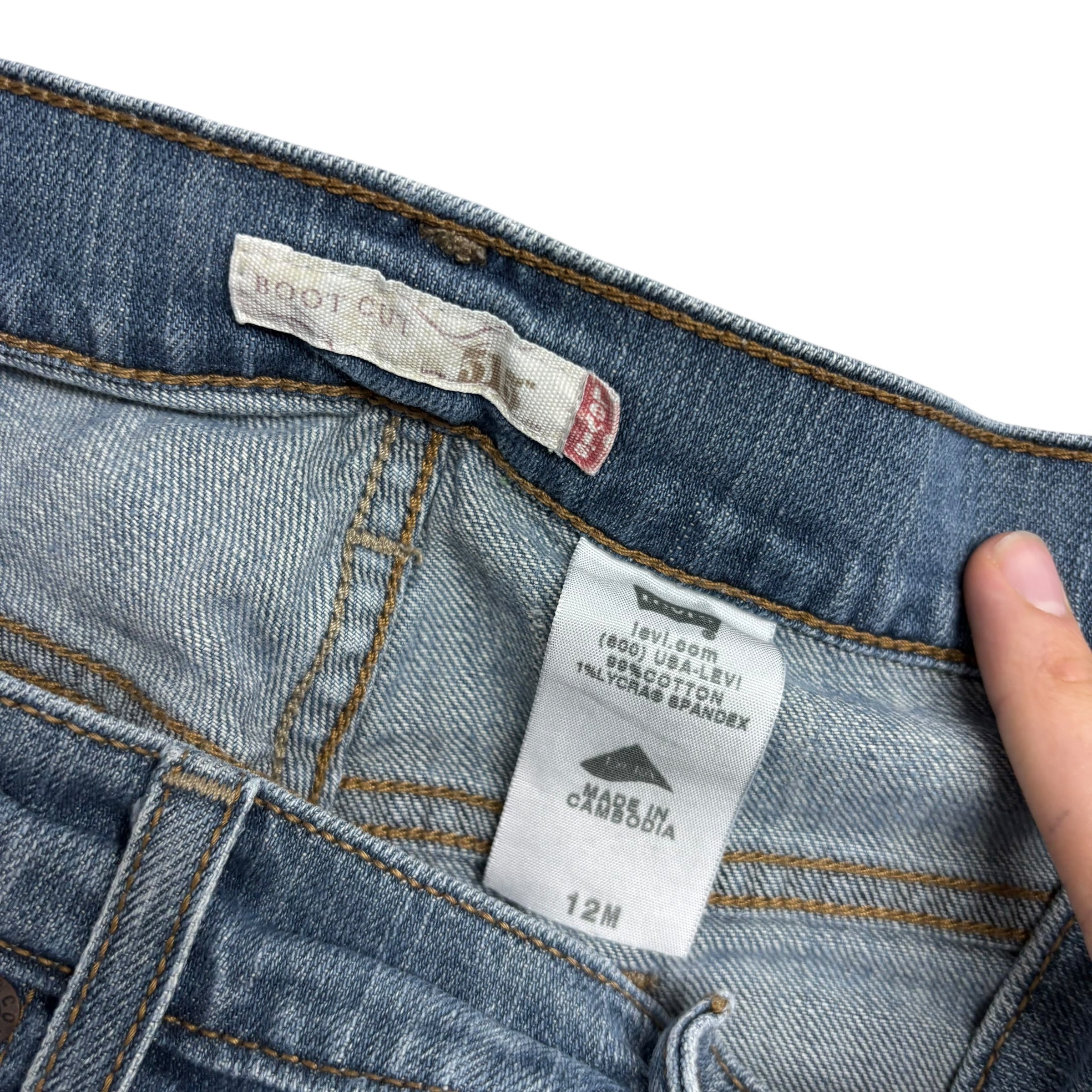 Levis 515 Jeans W32 L32 Womens Mid Blue Bootcut Fit Stretch Vintage Denim (E)