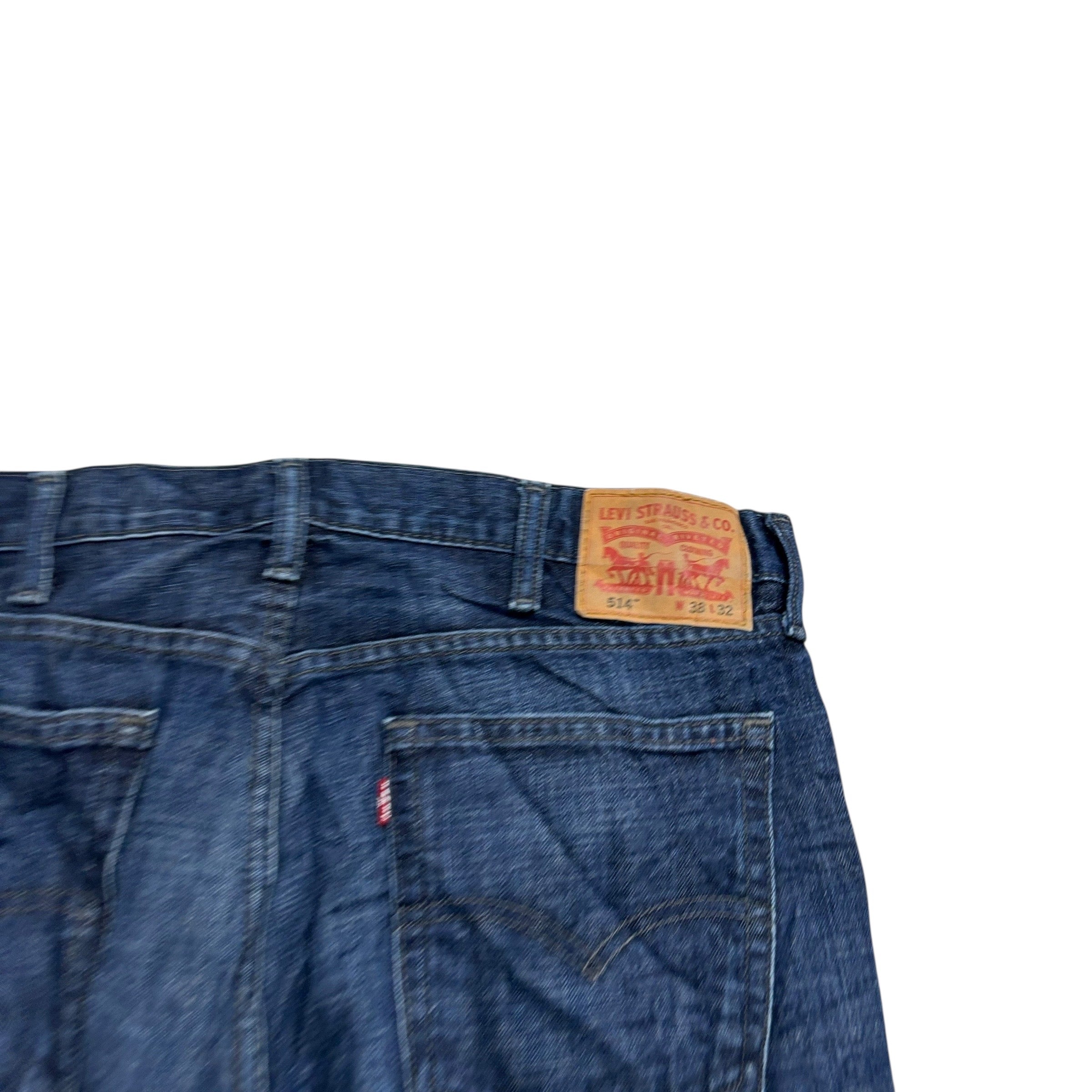 Levis 514 Jeans W38 L32 Mens Dark Blue Regular Straight Fit Denim (E)