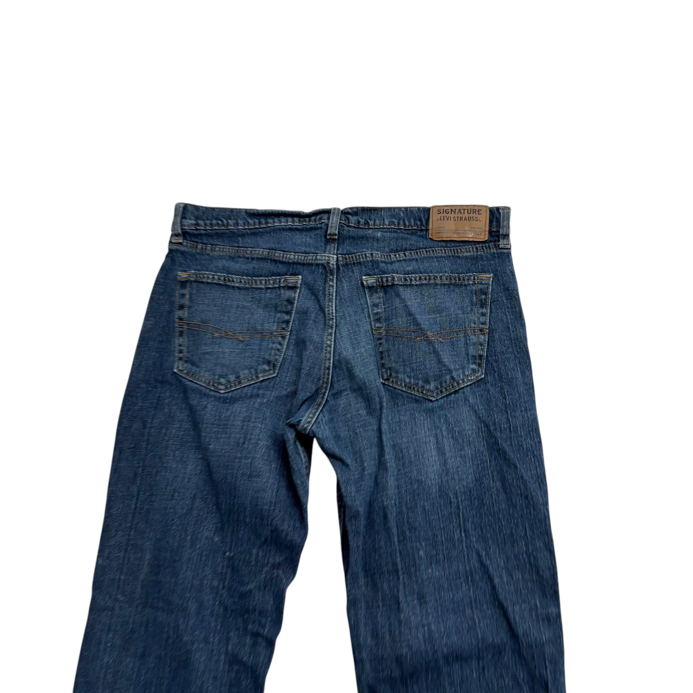 Levis Signature Jeans W36 L30 Mens Dark Blue Relaxed Straight Fit Stretch Denim