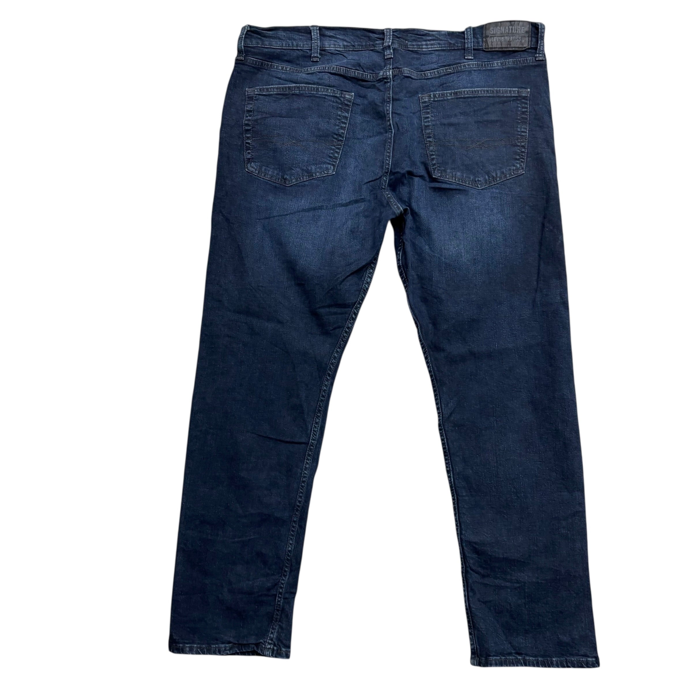 Levis Signature Jeans W38 L29 Mens Navy Blue Relaxed Tapered Fit Stretch (E)