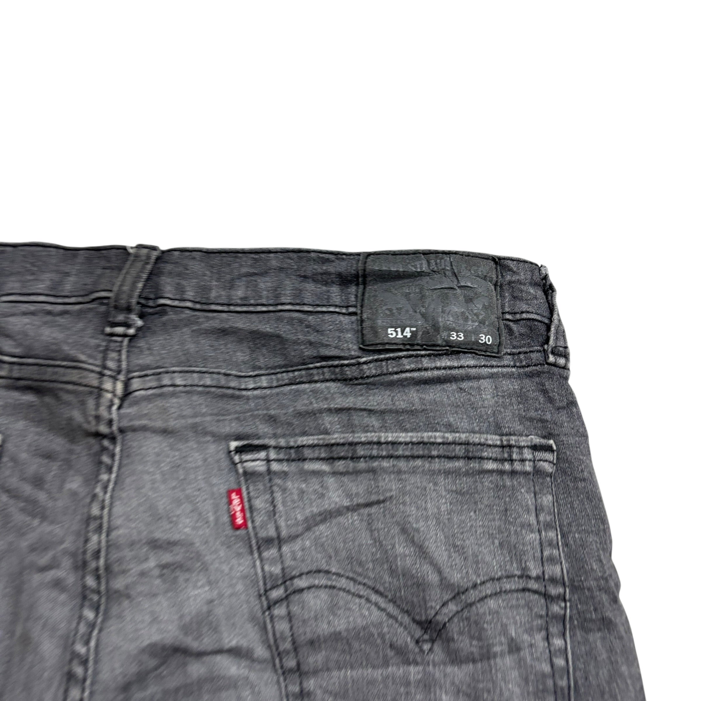 Levis 514 Jeans W34 L30 Mens Grey Regular Straight Fit Stretch Denim (E)