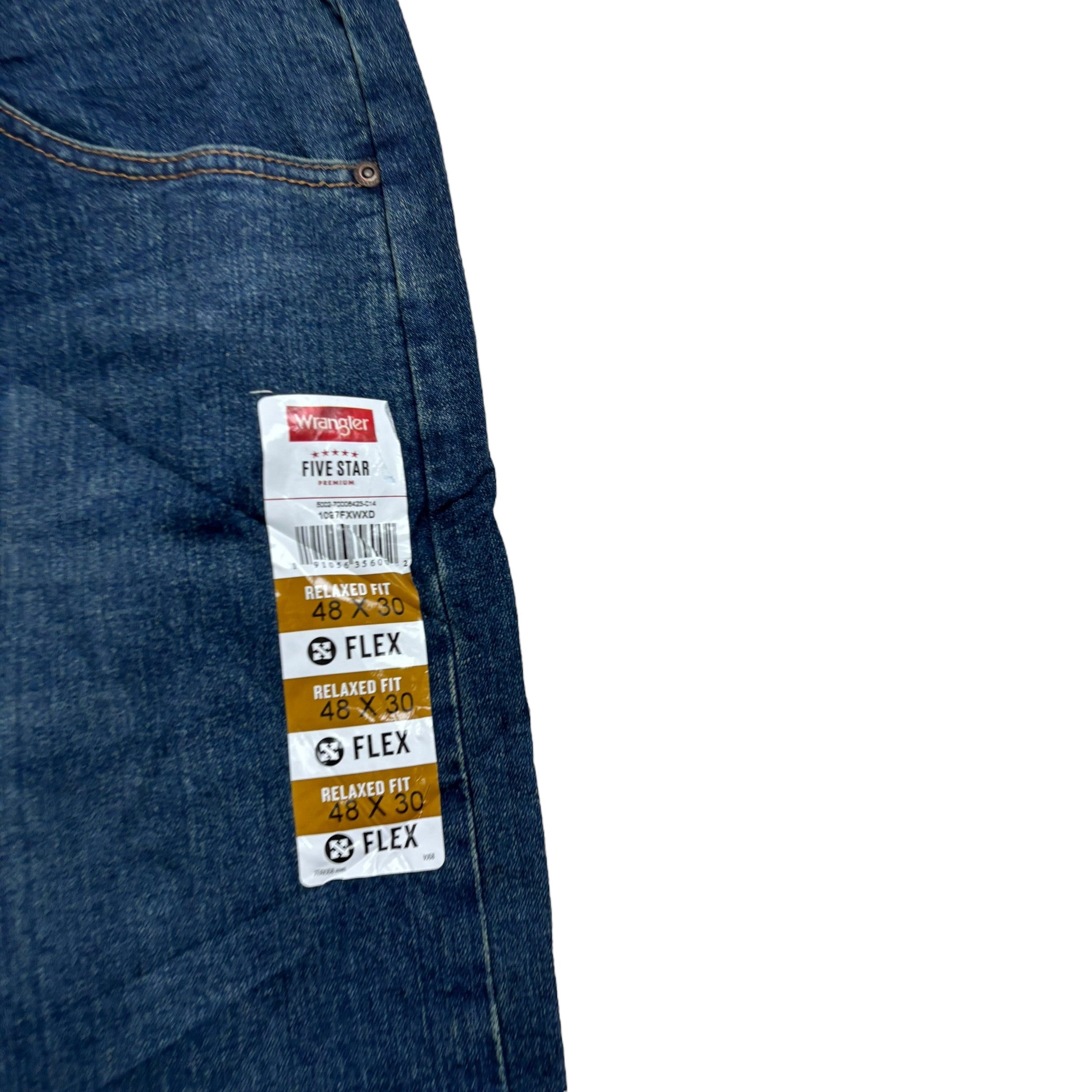 Wrangler Jeans W48 L30 Mens Dark Blue Relaxed Straight Fit Stretch Denim (E)