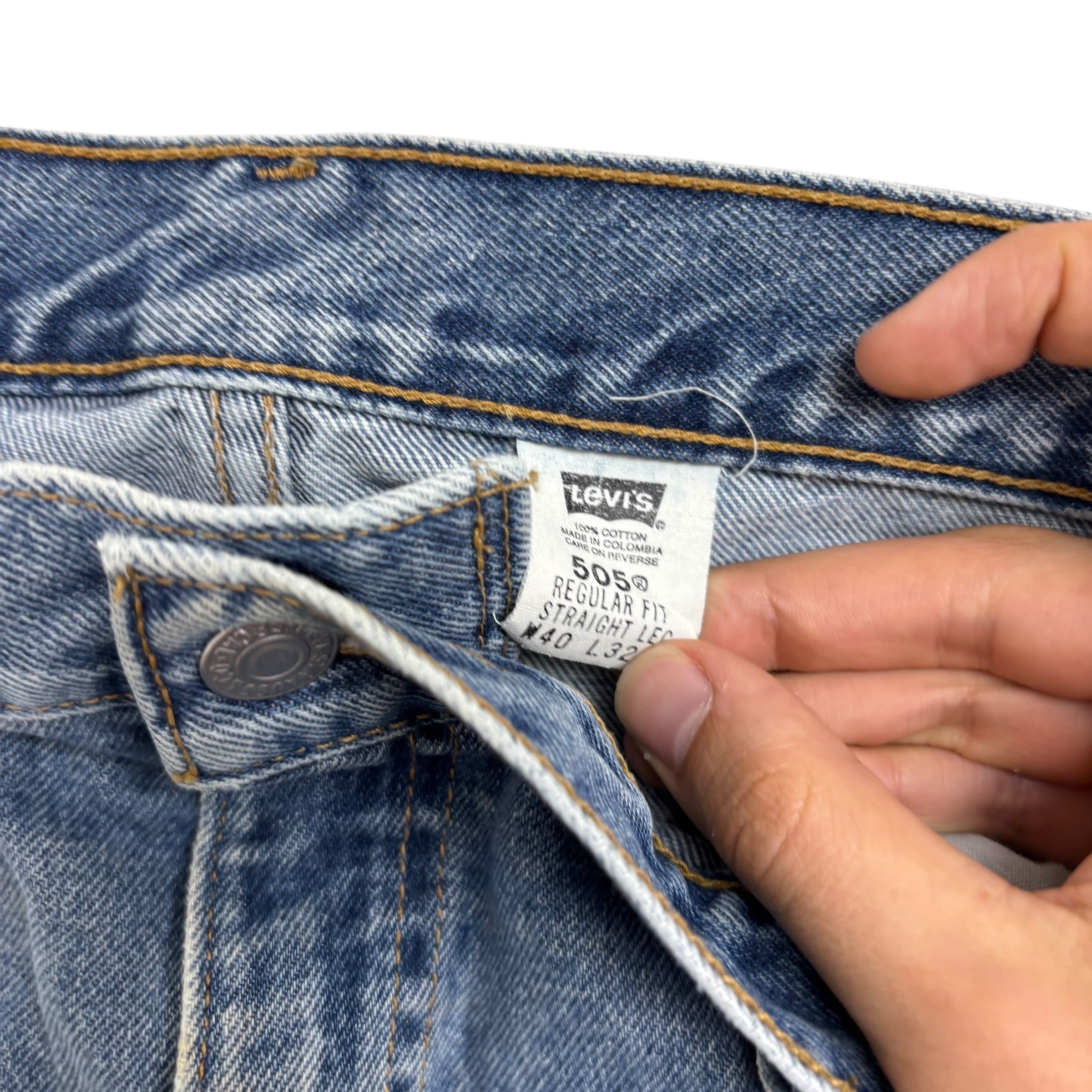 Levis 505 Jeans W38 L32 Mens Light Blue Regular Straight Fit Vintage Denim (F)