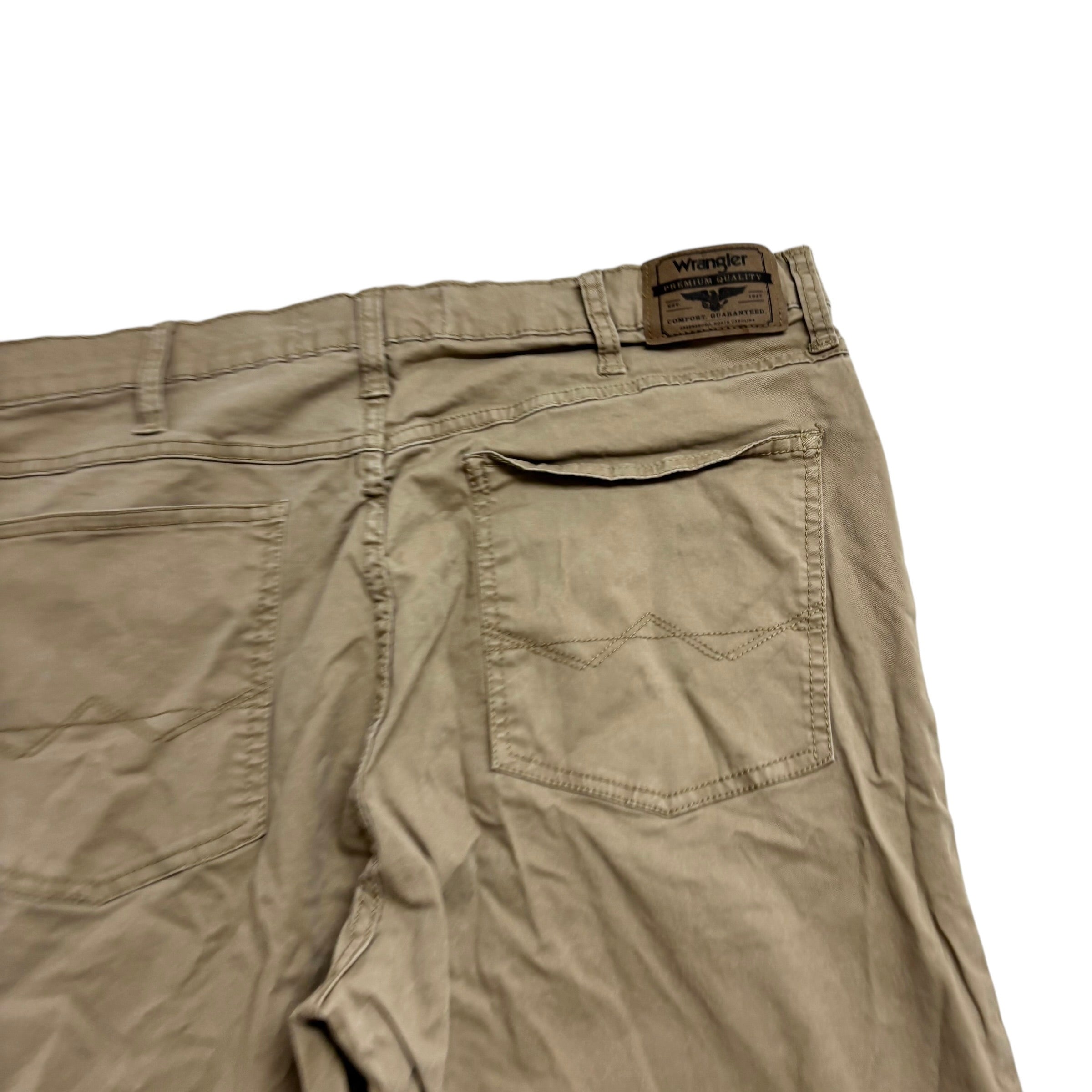 Wrangler Trousers W36 L30 Mens Tan Regular Straight Fit Stretch Cotton Pants (E)