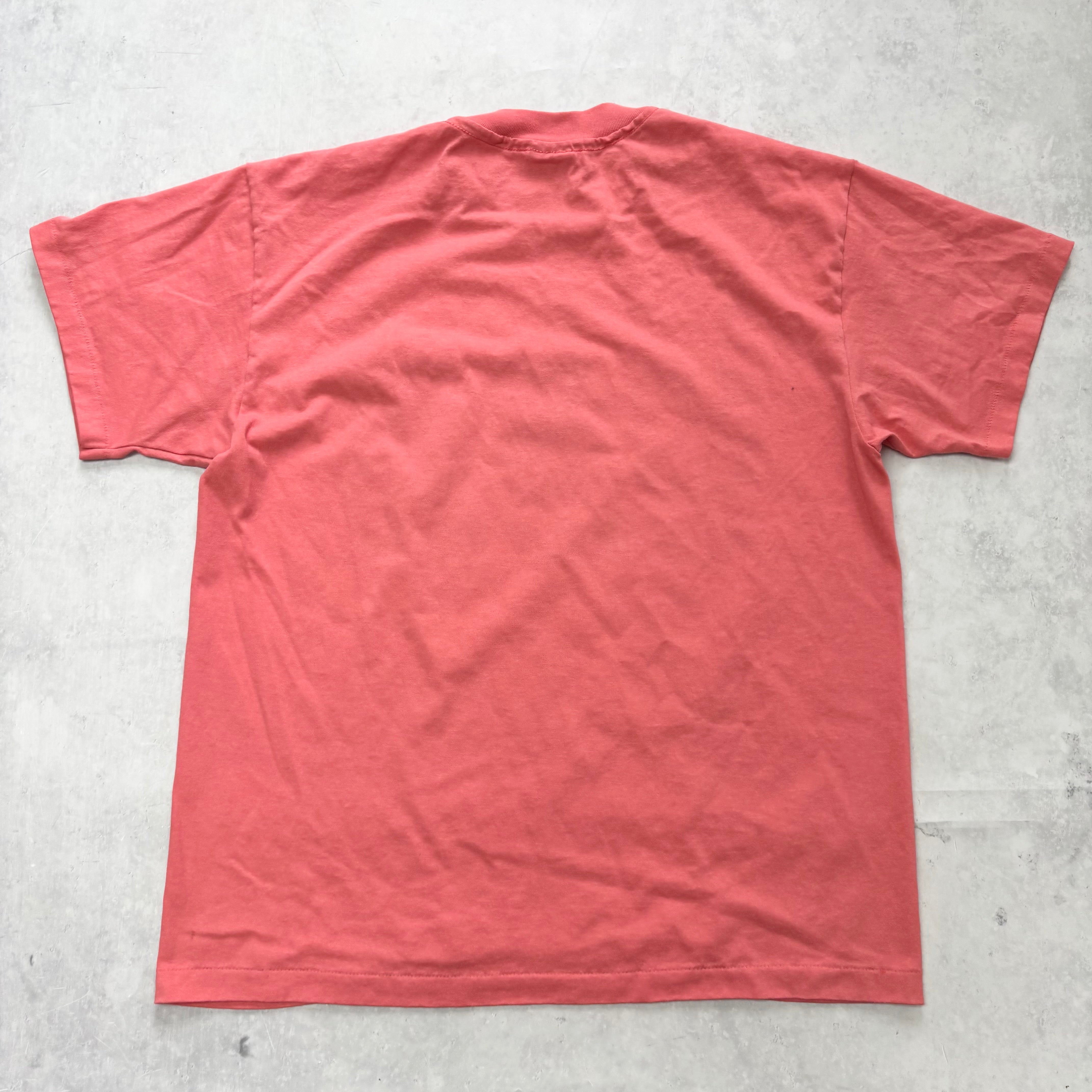 Vintage T Shirt Mens Medium Pink Single Stitch Graphic Print 90s Boxy Fit