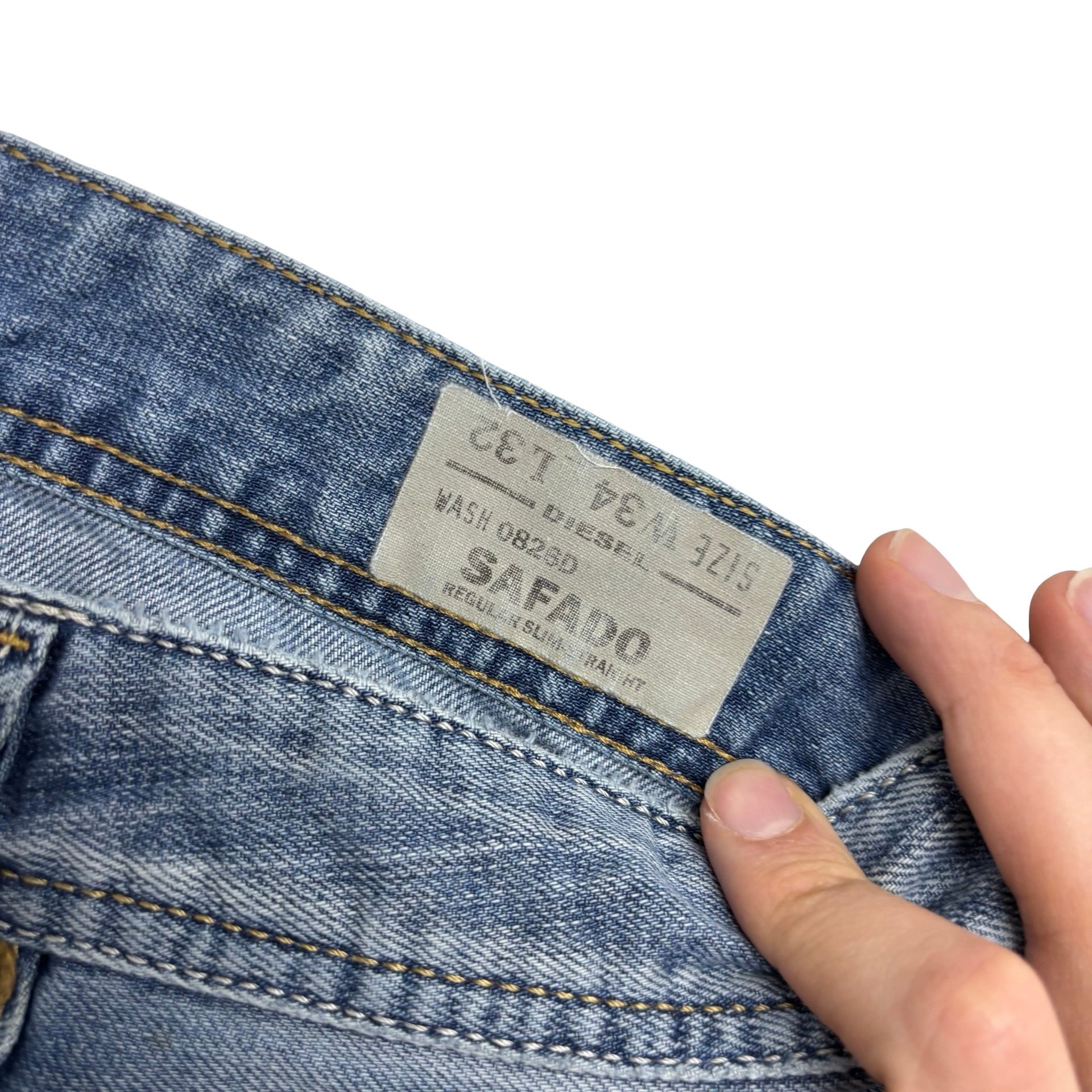 Diesel Safado Jeans W34 L32 Mens Mid Blue Slim Straight Fit Denim