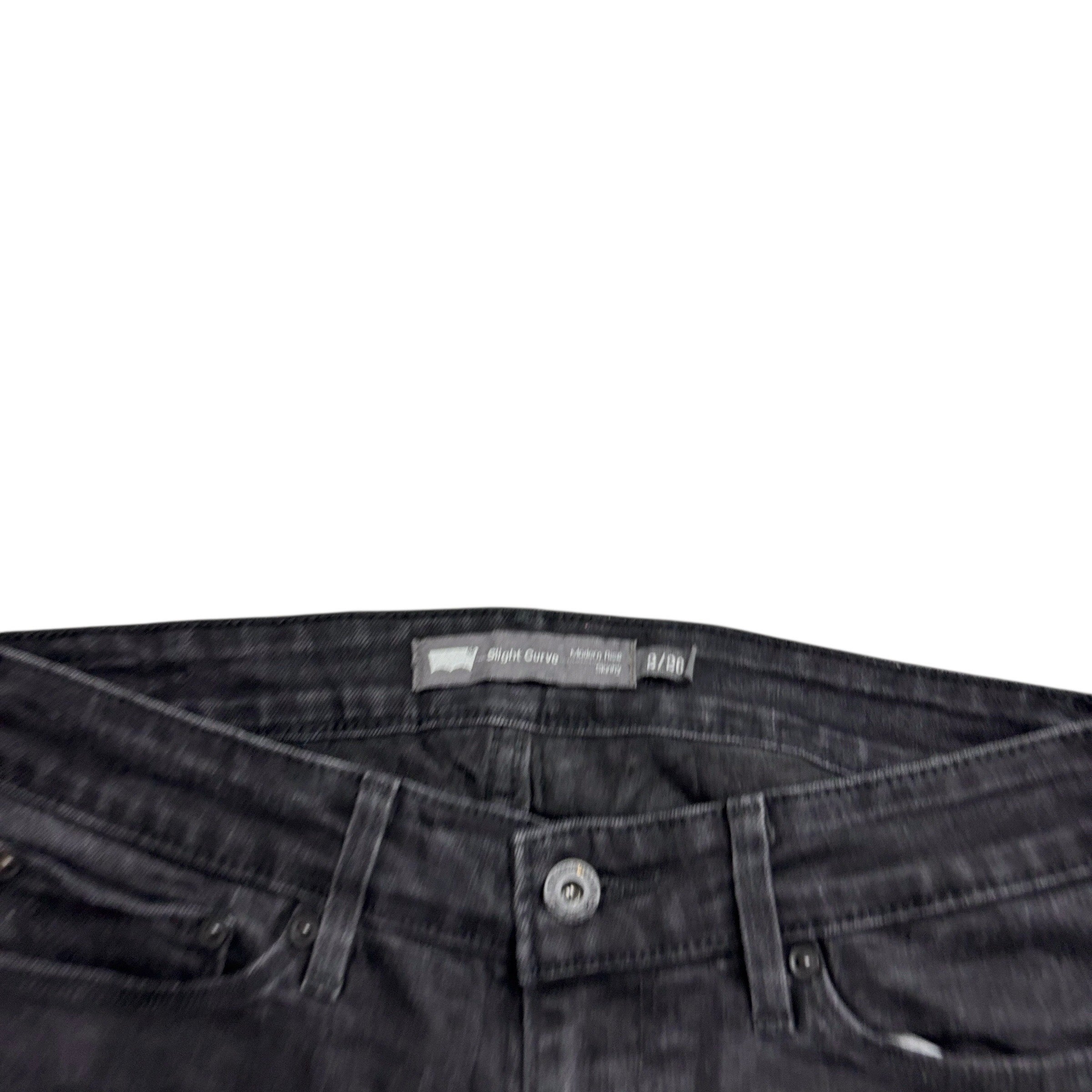 Levis Jeans W26 L29 Womens Low Rise Skinny Black Stretch Denim (E)