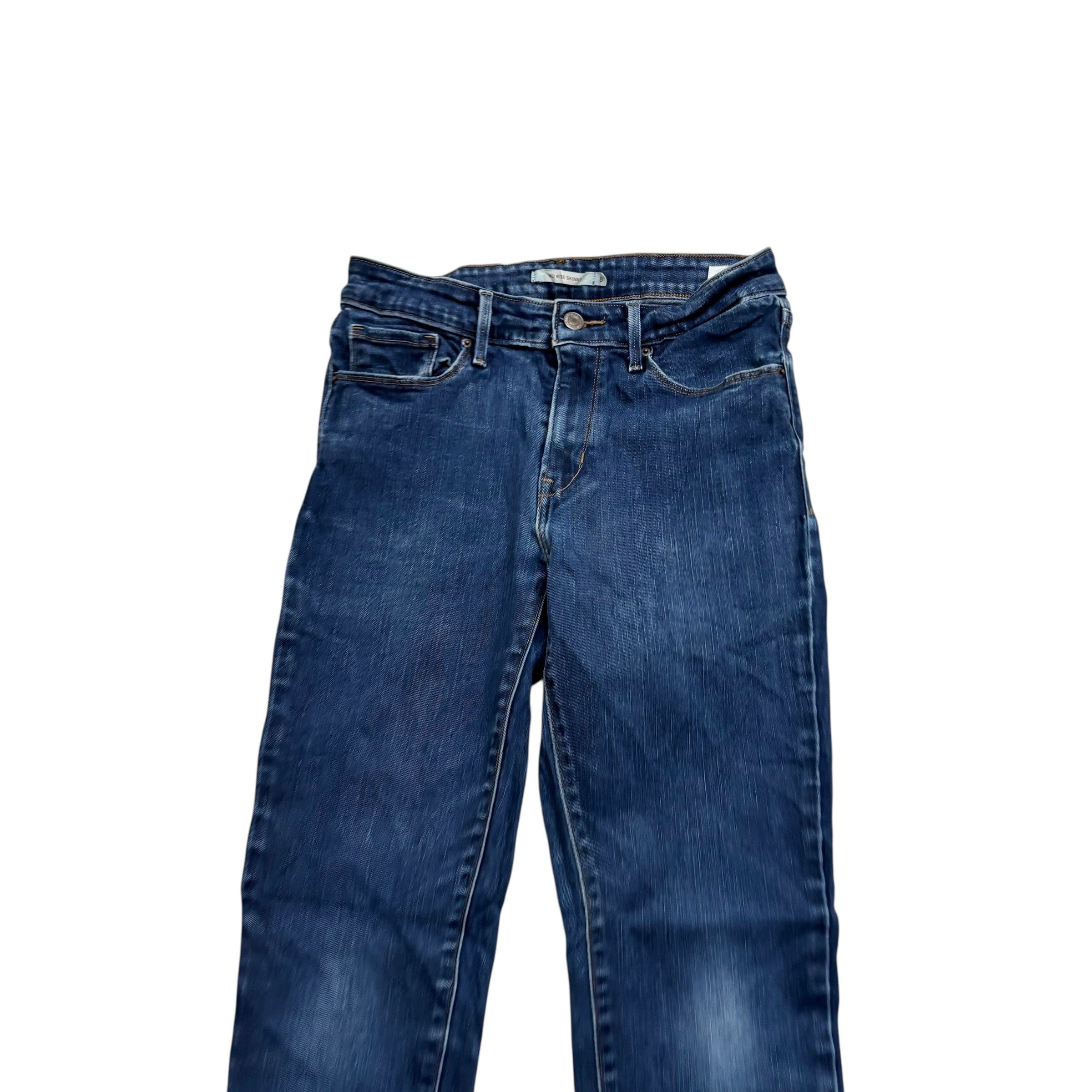 Levis Jeans W27 L32 Womens Mid Rise Skinny Dark Blue Stretch Denim