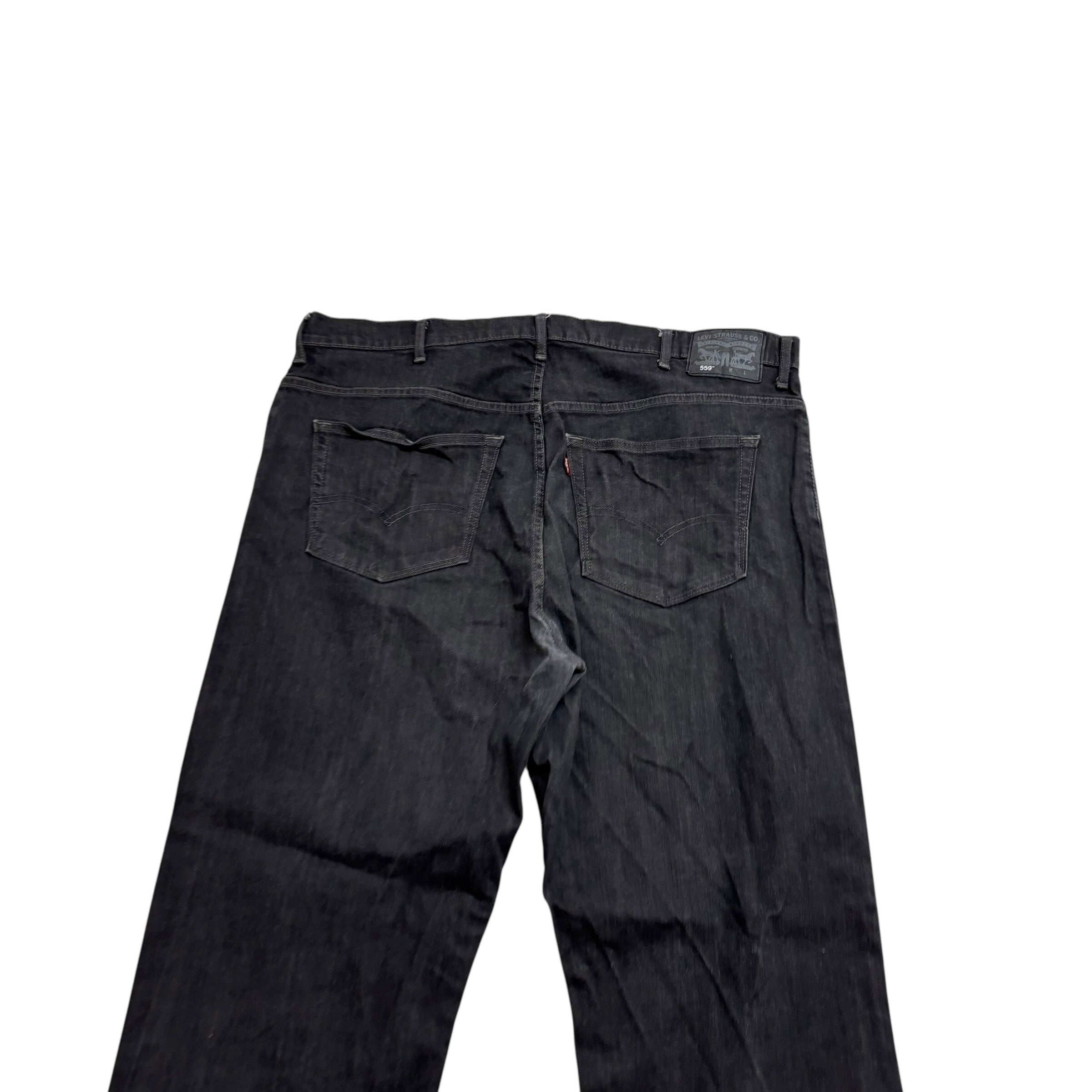 Levis 559 Jeans W44 L32 Mens Black Baggy Relaxed Straight Fit Stretch Denim