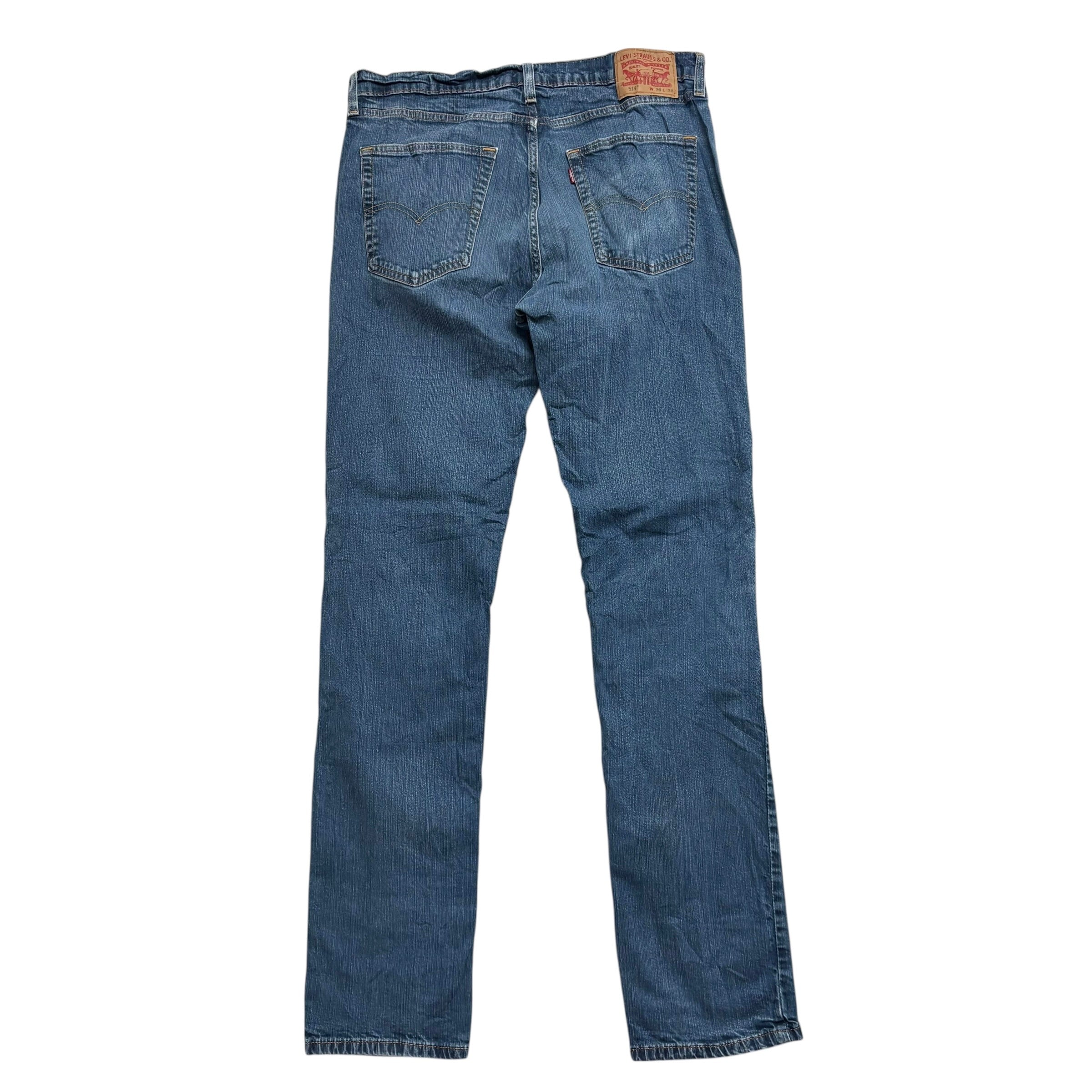 Levis 514 Jeans W34 L36 Mens Blue Regular Straight Fit Stretch Denim (E)