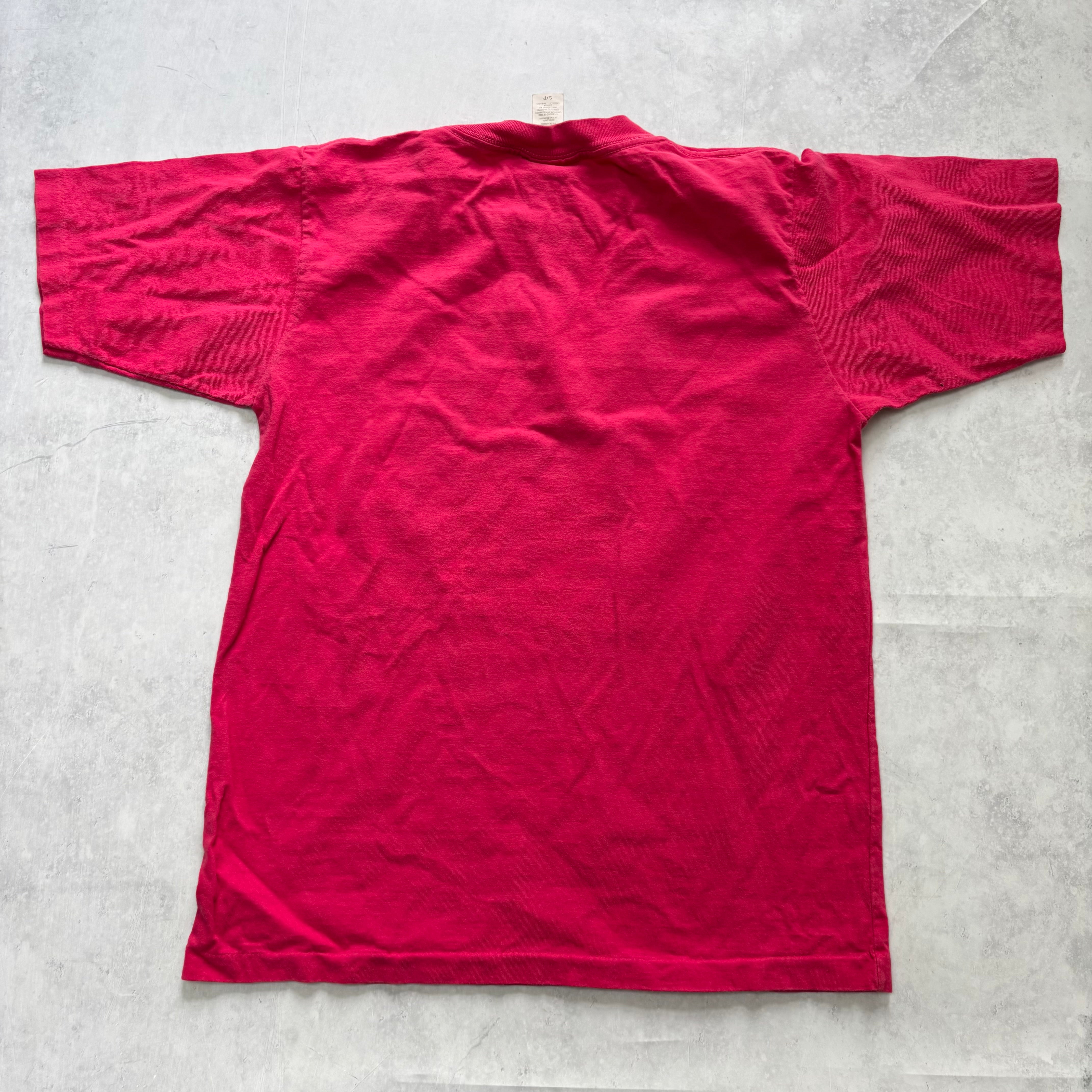 Vintage T Shirt Mens Small Pink Single Stitch Graphic Print 90s Cute Cottage (E)