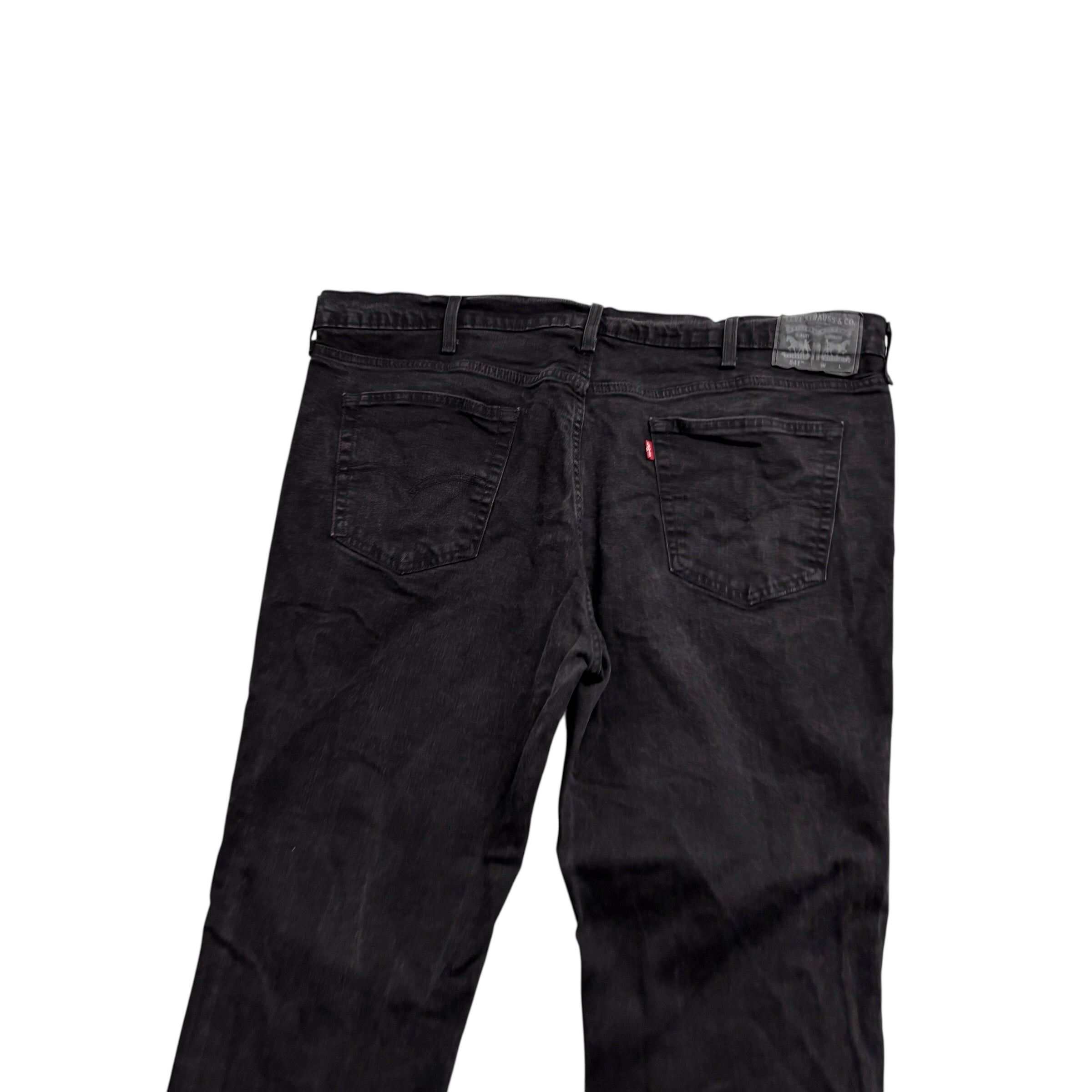 Levis 541 Jeans W44 L28 Mens Black Athletic Tapered Fit Stretch Denim (E)