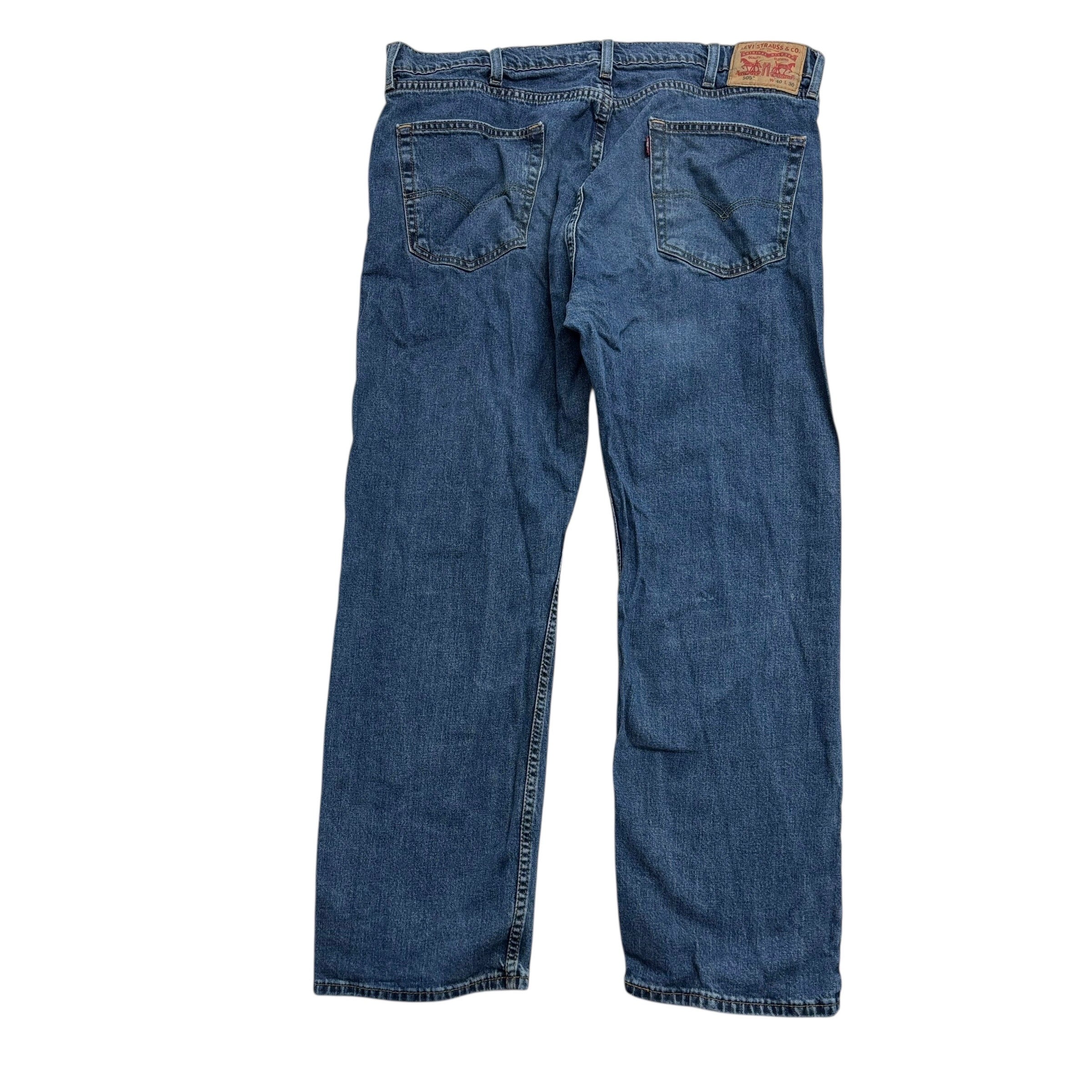 Levis 505 Jeans W38 L29 Mens Mid Blue Regular Straight Fit Stretch Denim