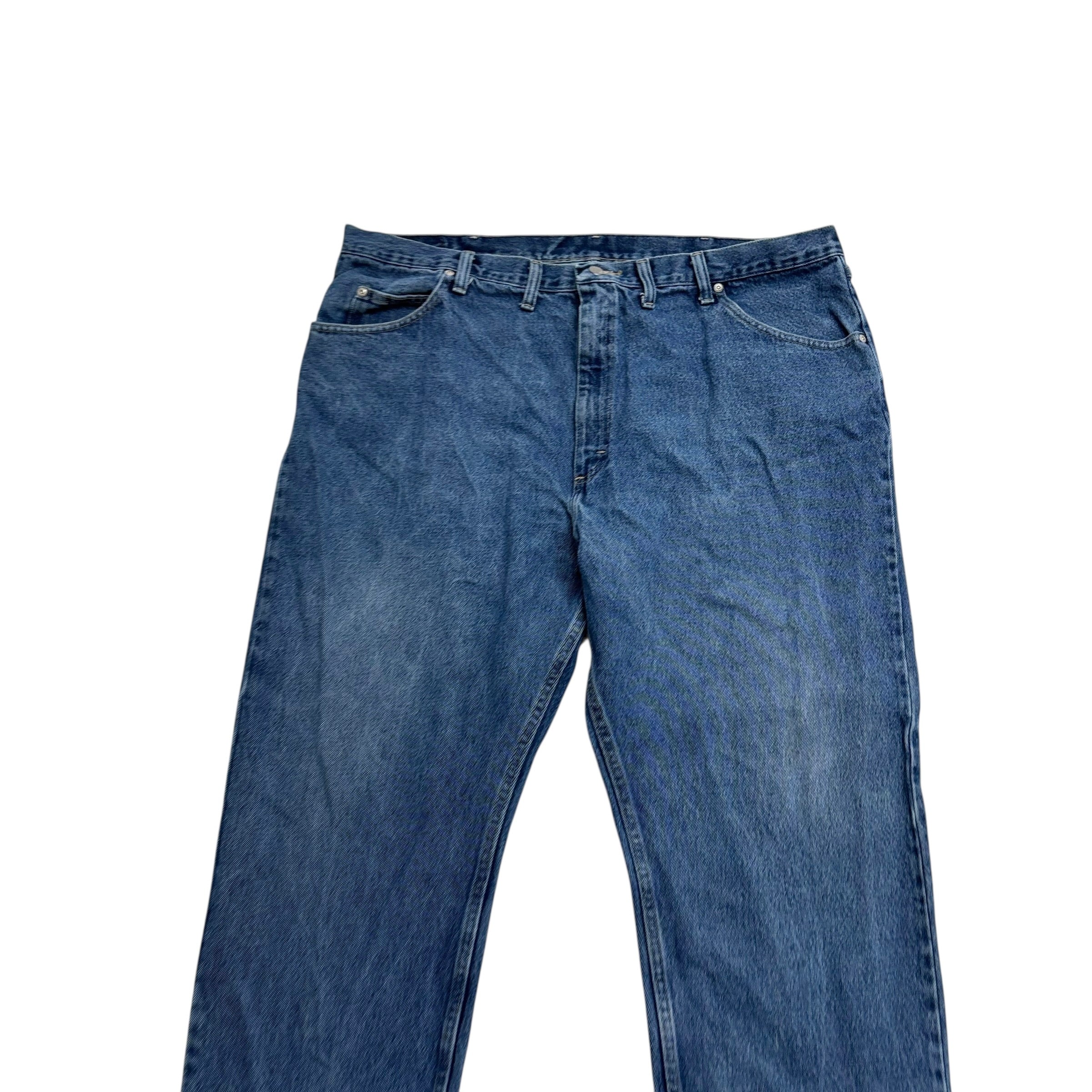Wrangler Jeans W44 L30 Mens Mid Blue Relaxed Straight Fit Baggy Denim (E)