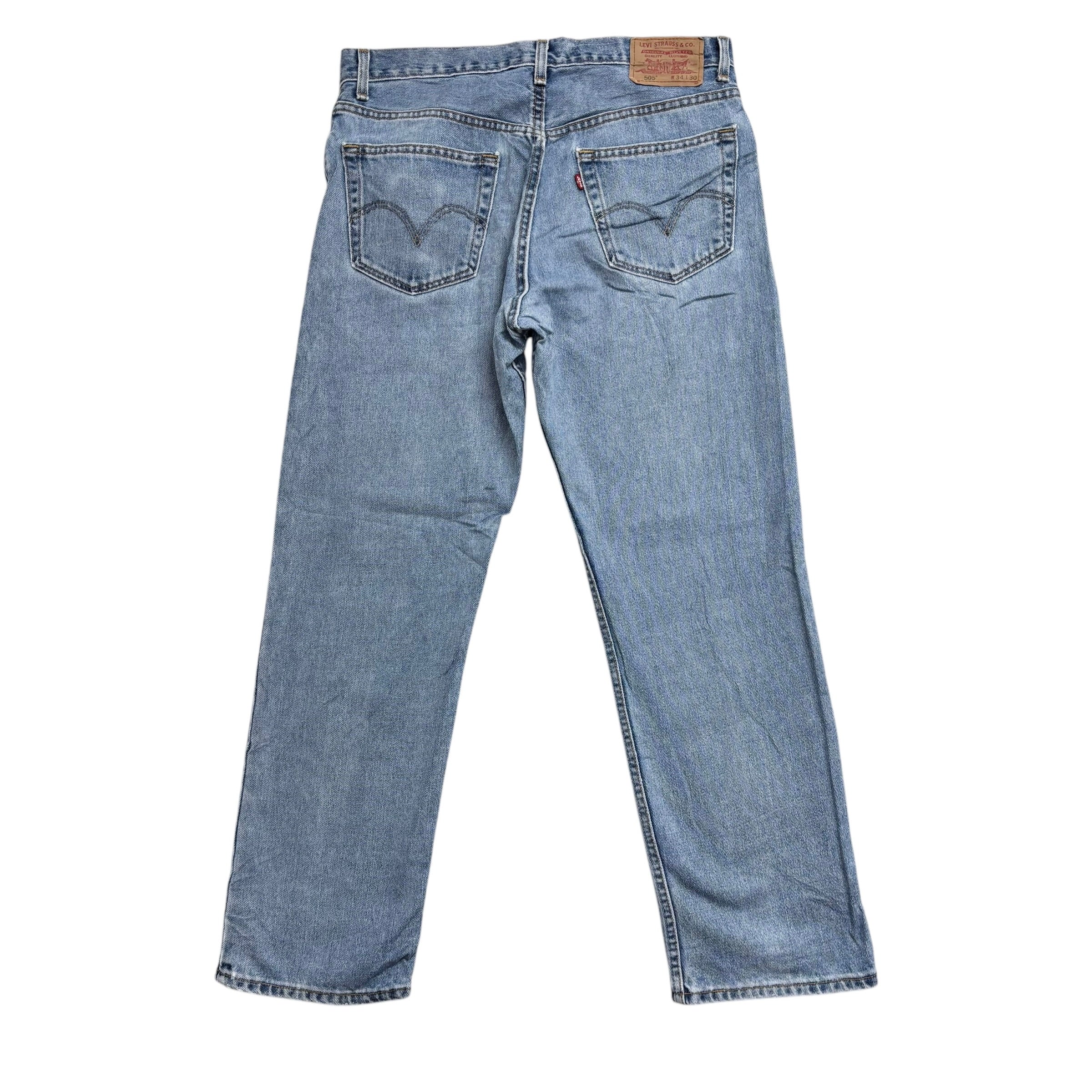 Levis 505 Jeans W34 L30 Mens Light Blue Regular Straight Fit Vintage Denim