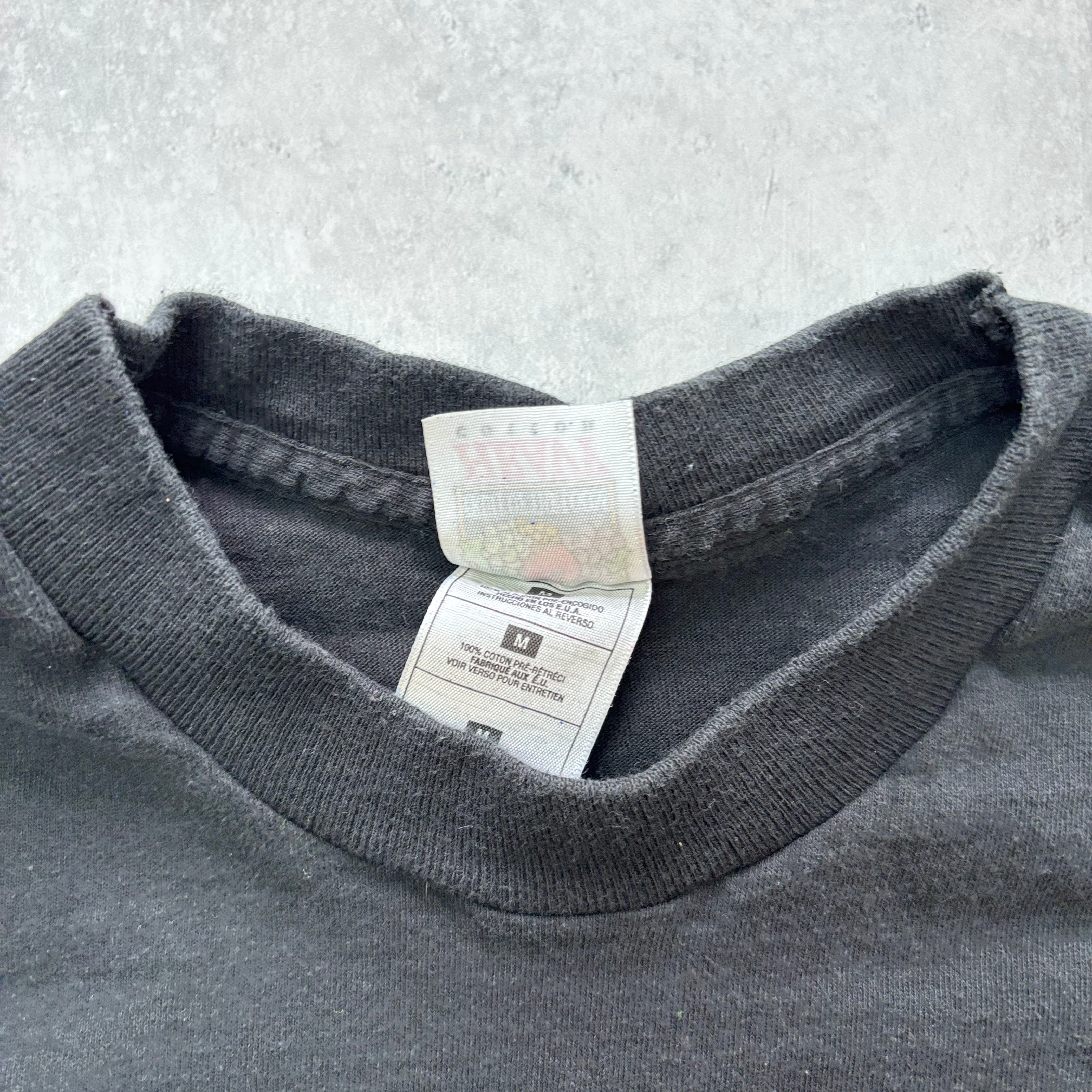 Vintage T Shirt Mens Small Black Single Stitch Graphic Print 90s USA (E)