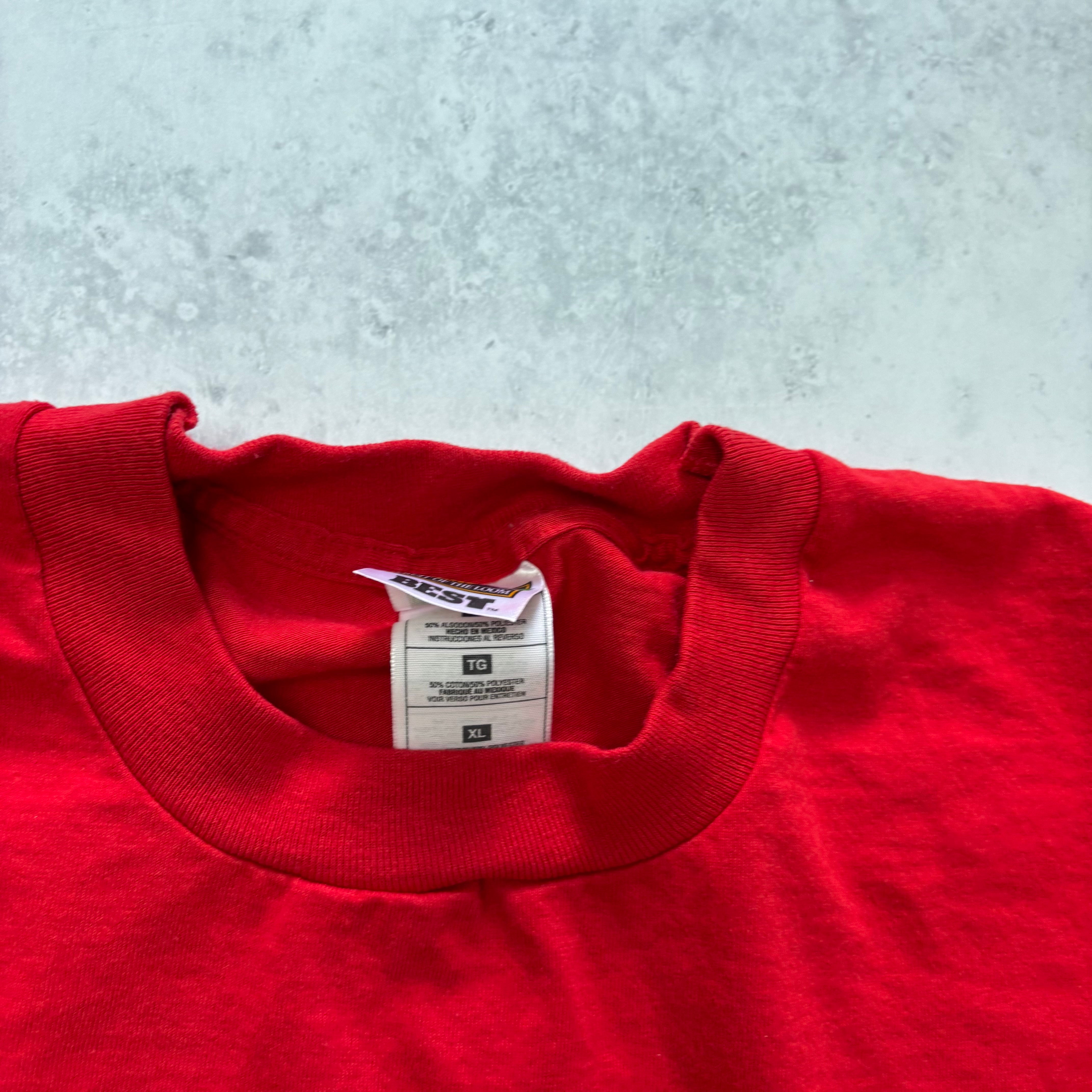 Vintage T Shirt Mens XL Red Single Stitch Graphic Print 90s USA Santa