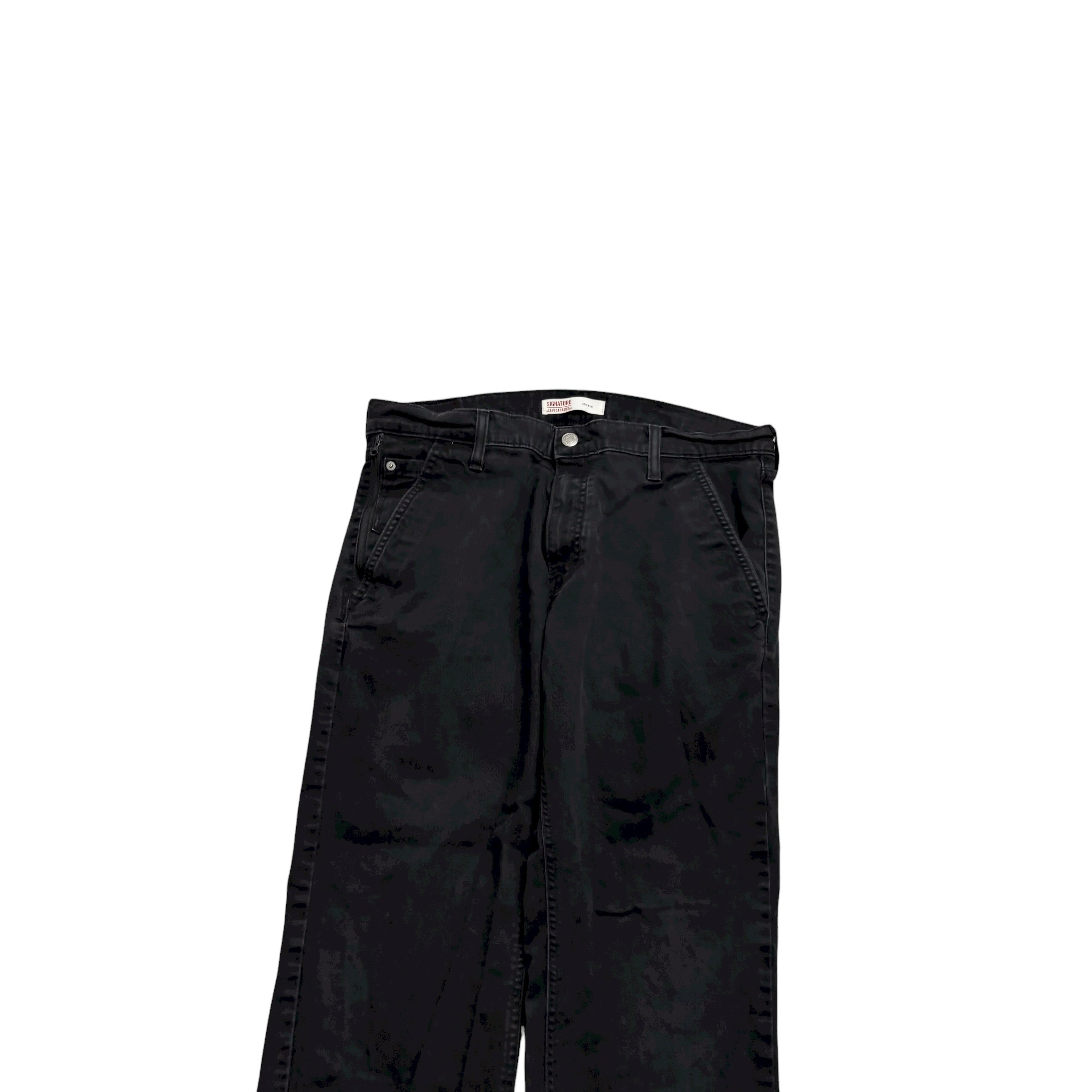 Levis Signature Trousers W34 L28 Mens Black Athletic Fit Stretch Pants