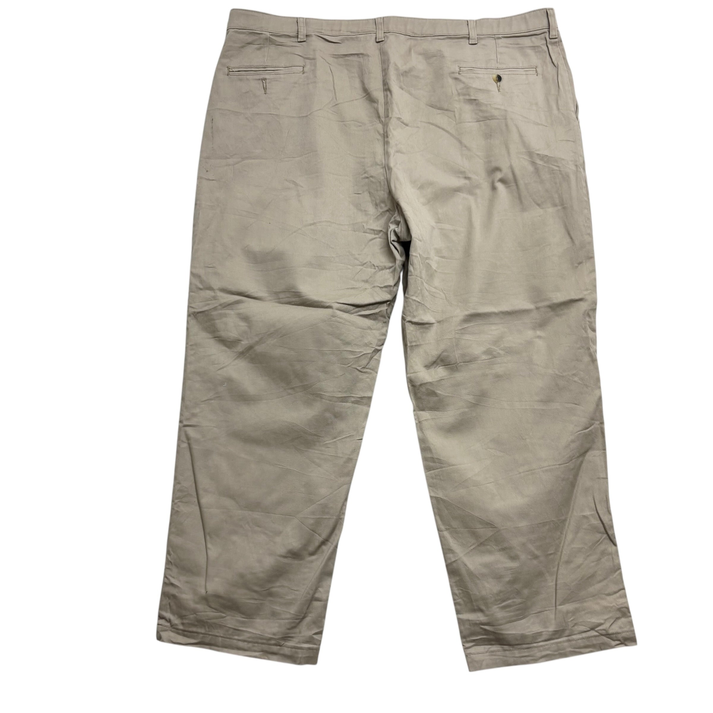 Wrangler Pleated Trousers W44 L30 Mens Beige Relaxed Straight Fit Stretch Pants