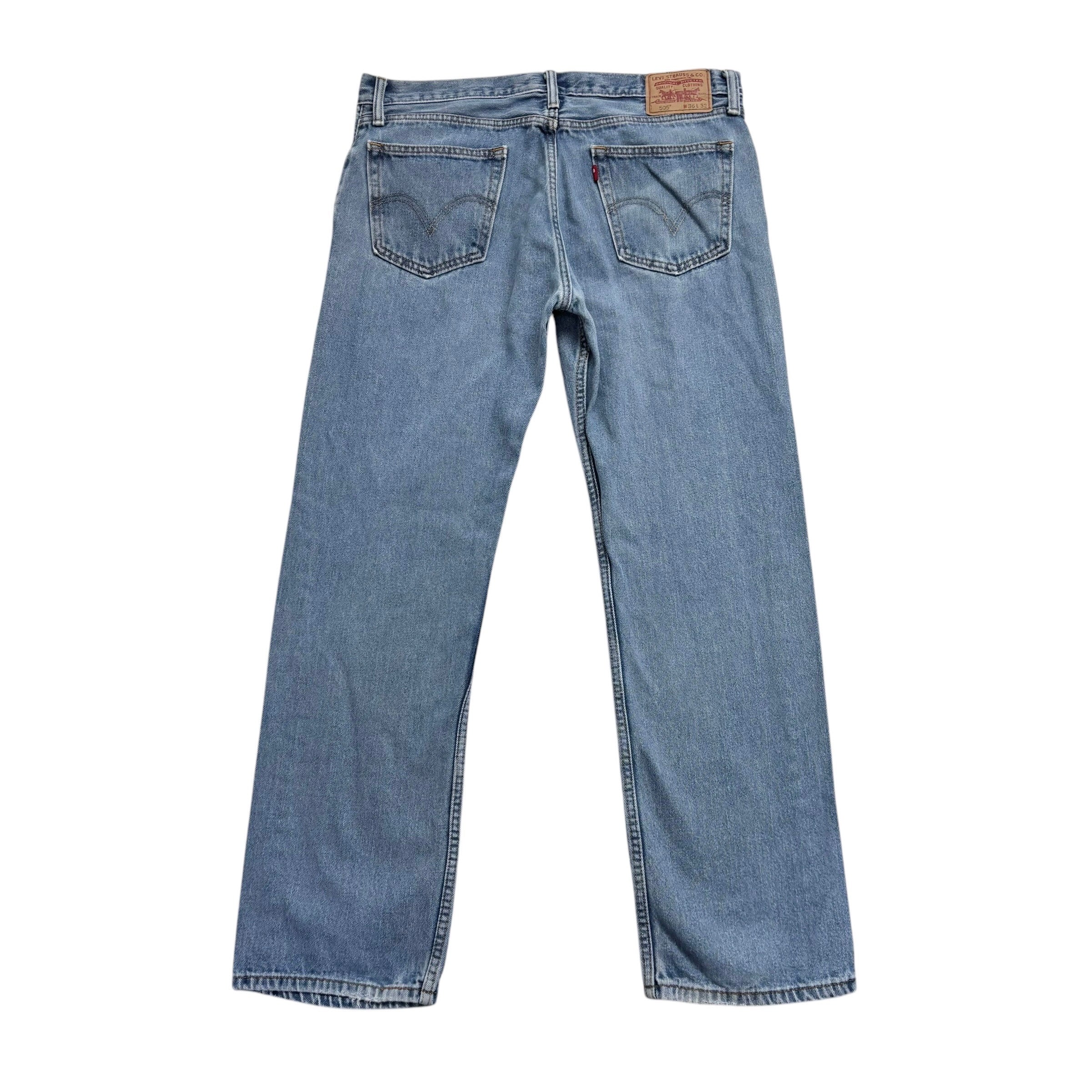 Levis 505 Jeans W36 L32 Mens Light Blue Regular Straight Fit Vintage Denim