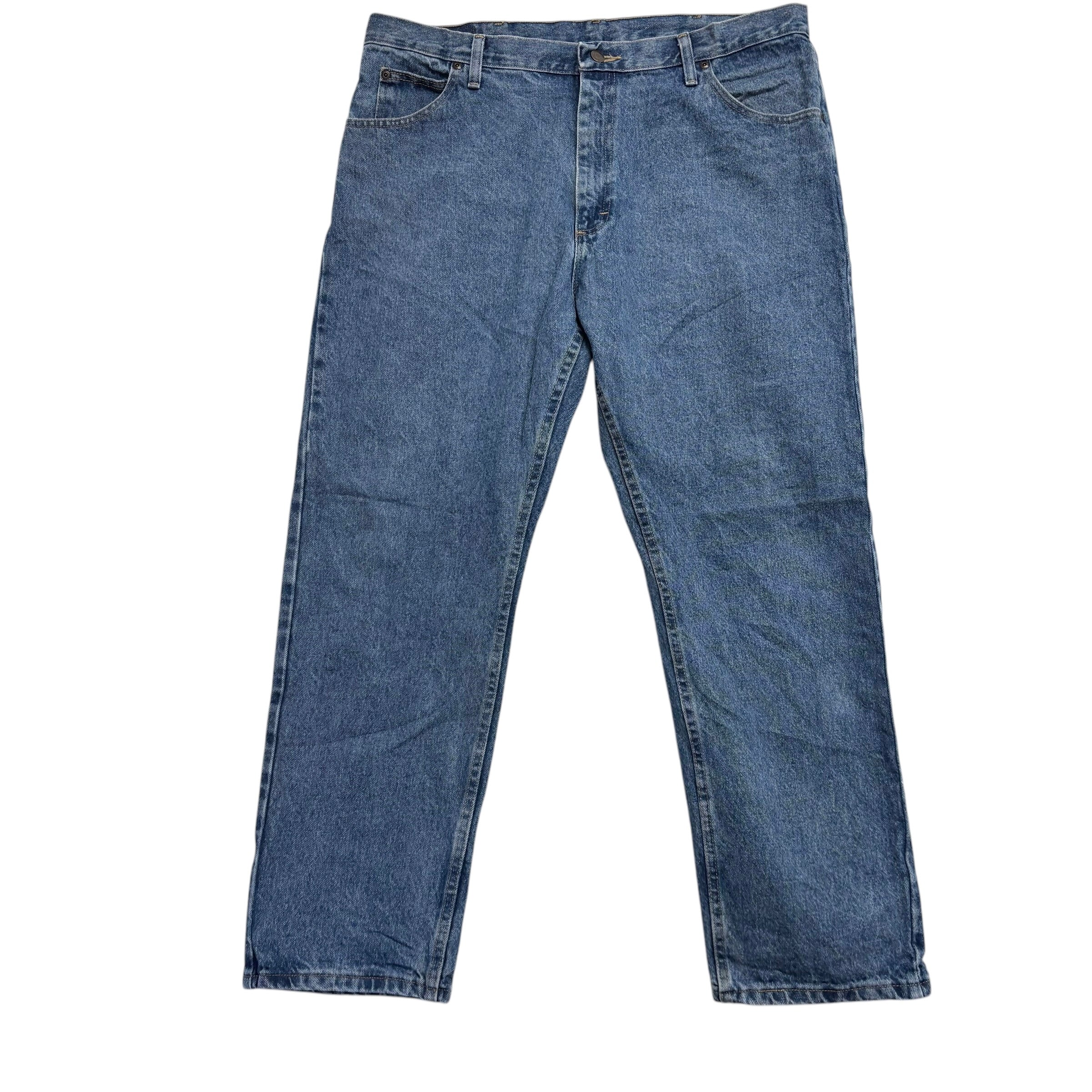 Wrangler Jeans W40 L30 Mens Mid Blue Regular Straight Fit Denim (E)