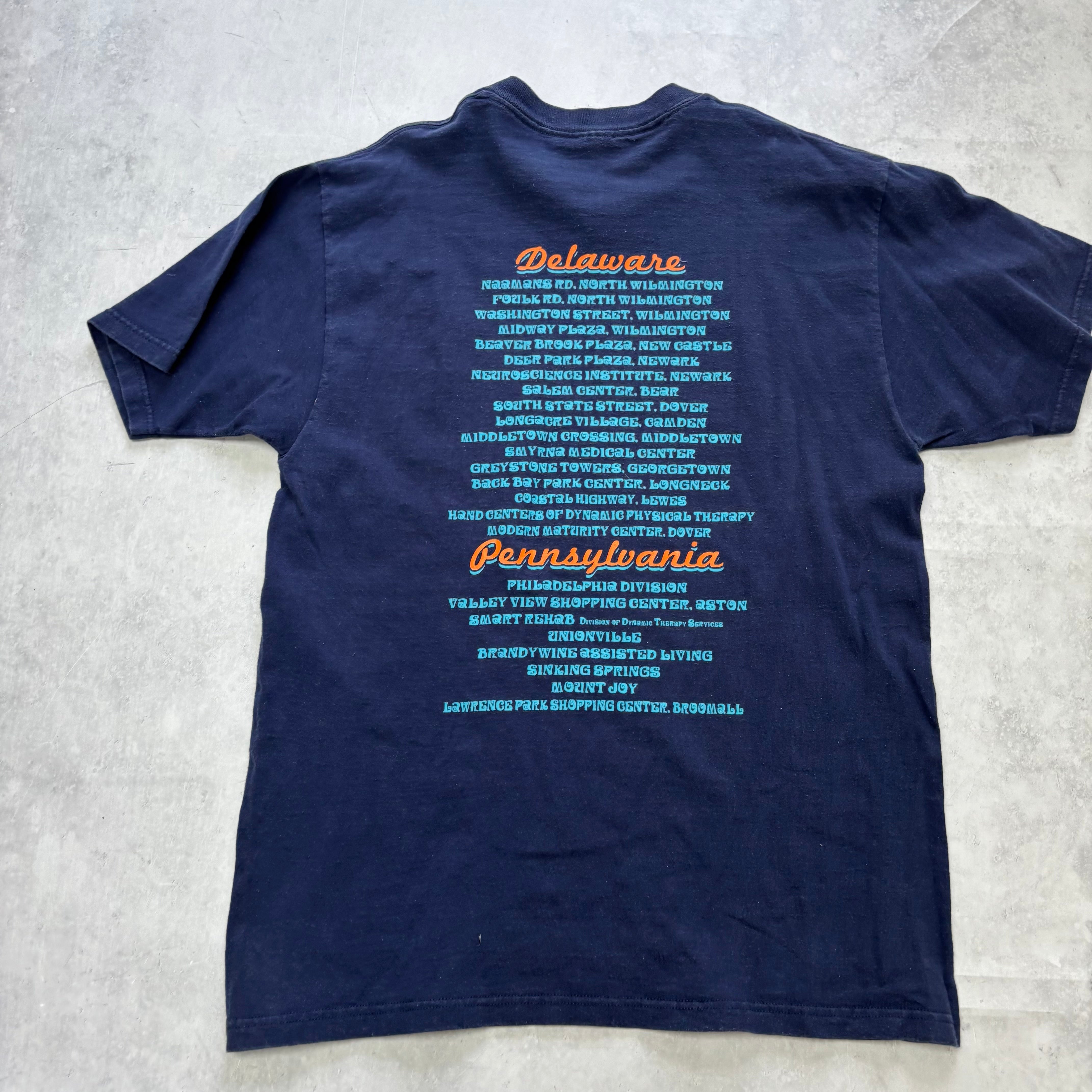 Vintage T Shirt Mens Large Navy Blue Graphic Print 90s USA